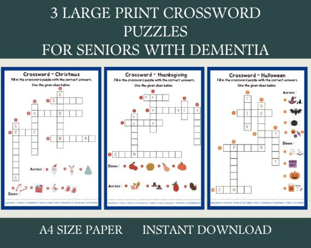 free crosswords for seniors printable
