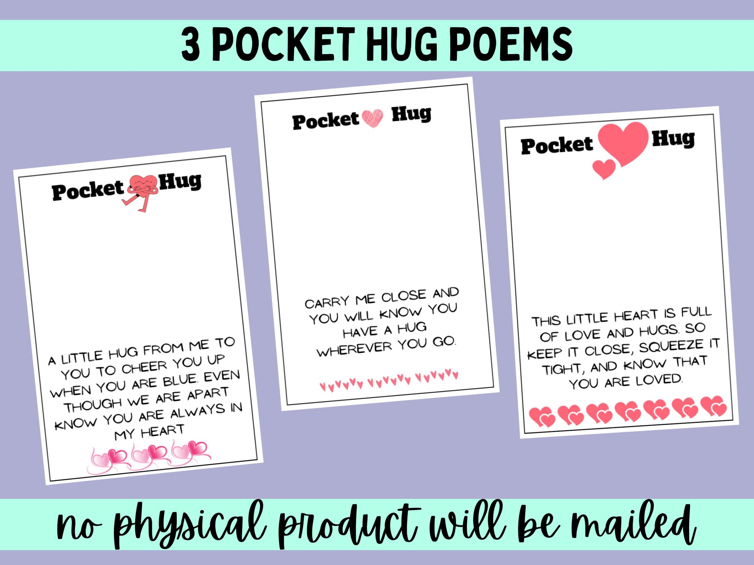 3 Pocket Hug Poems Printable