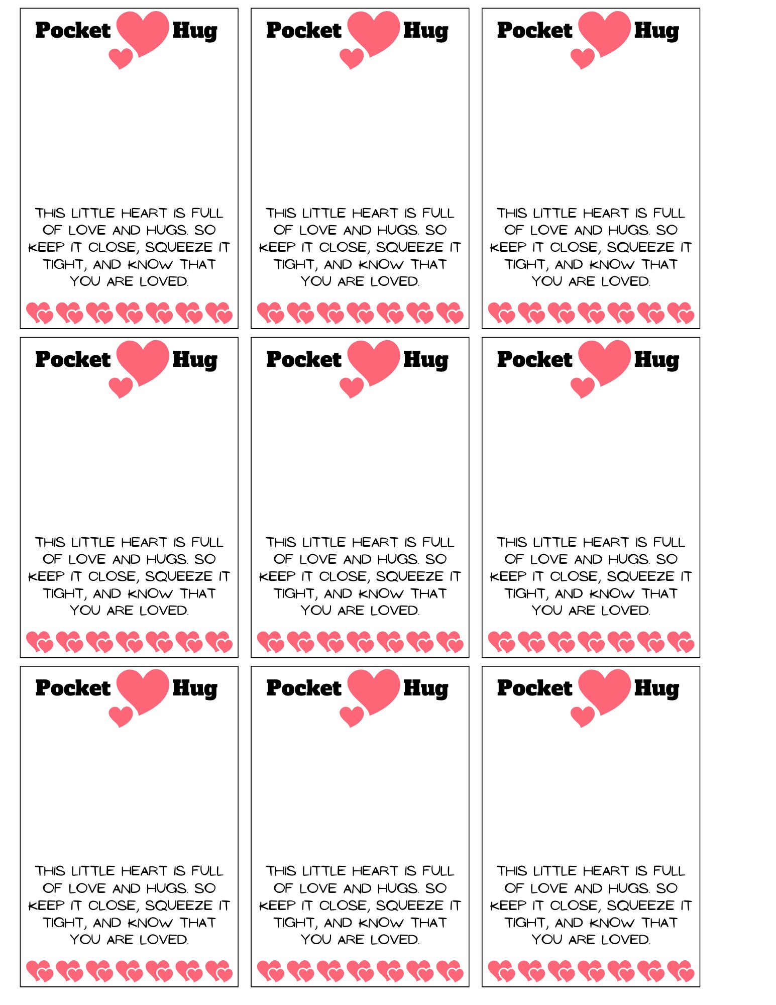 3 Pocket Hug Poems Printable