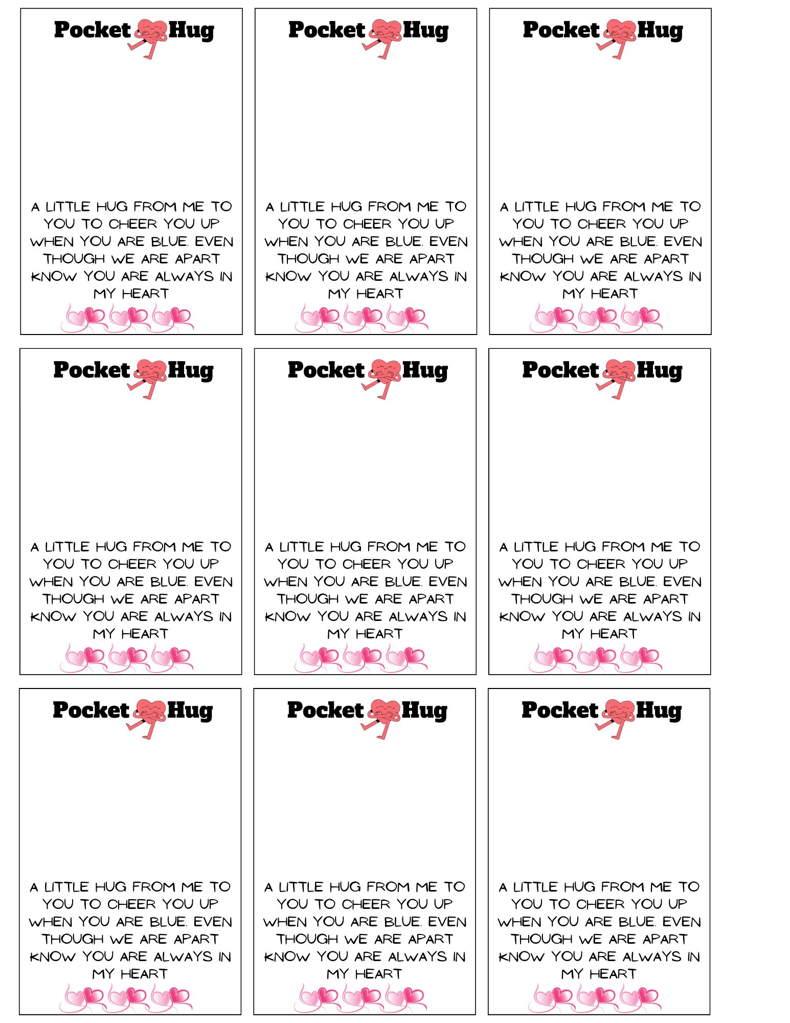 3 Pocket Hug Poems Printable