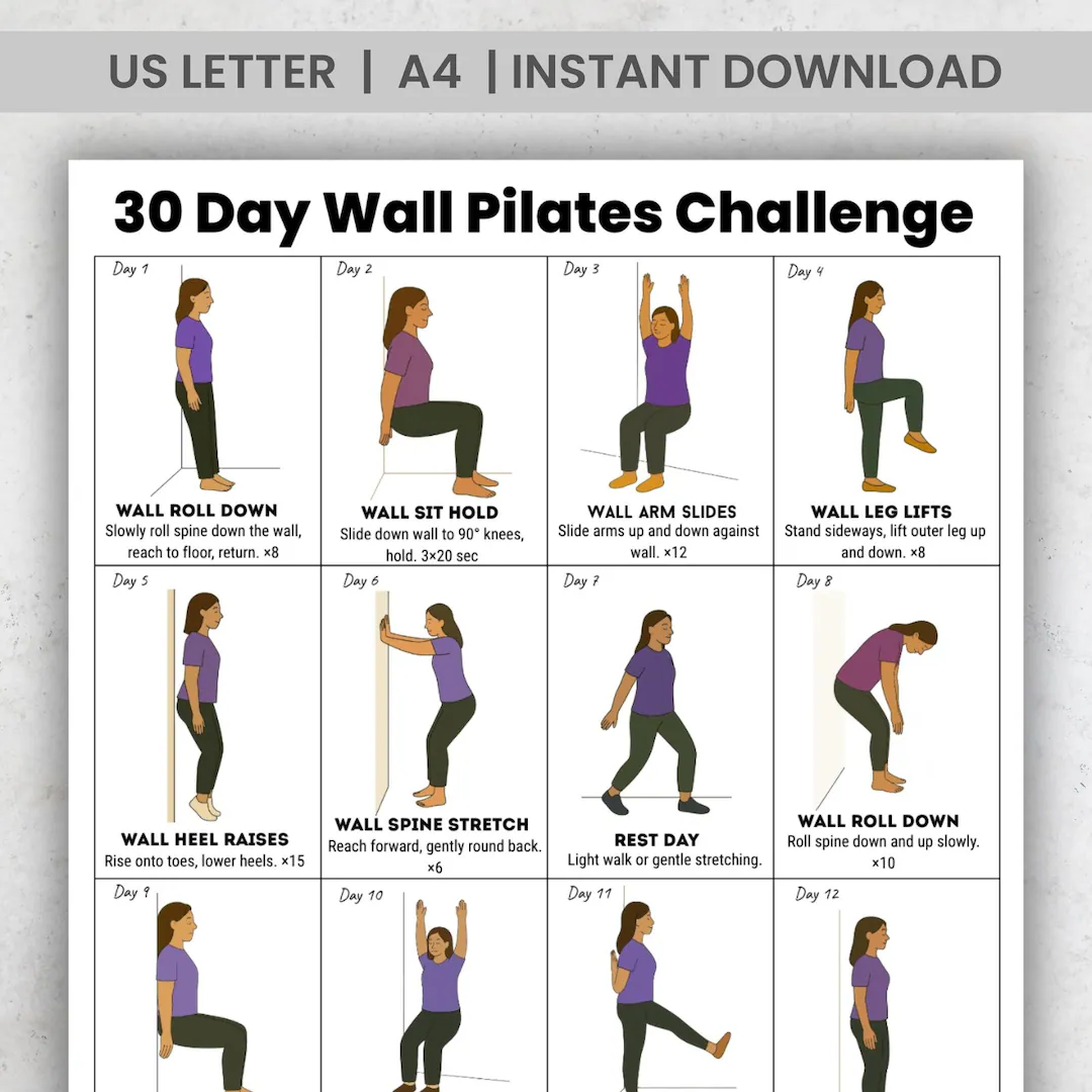30 Day Wall Pilates Challenge Printable