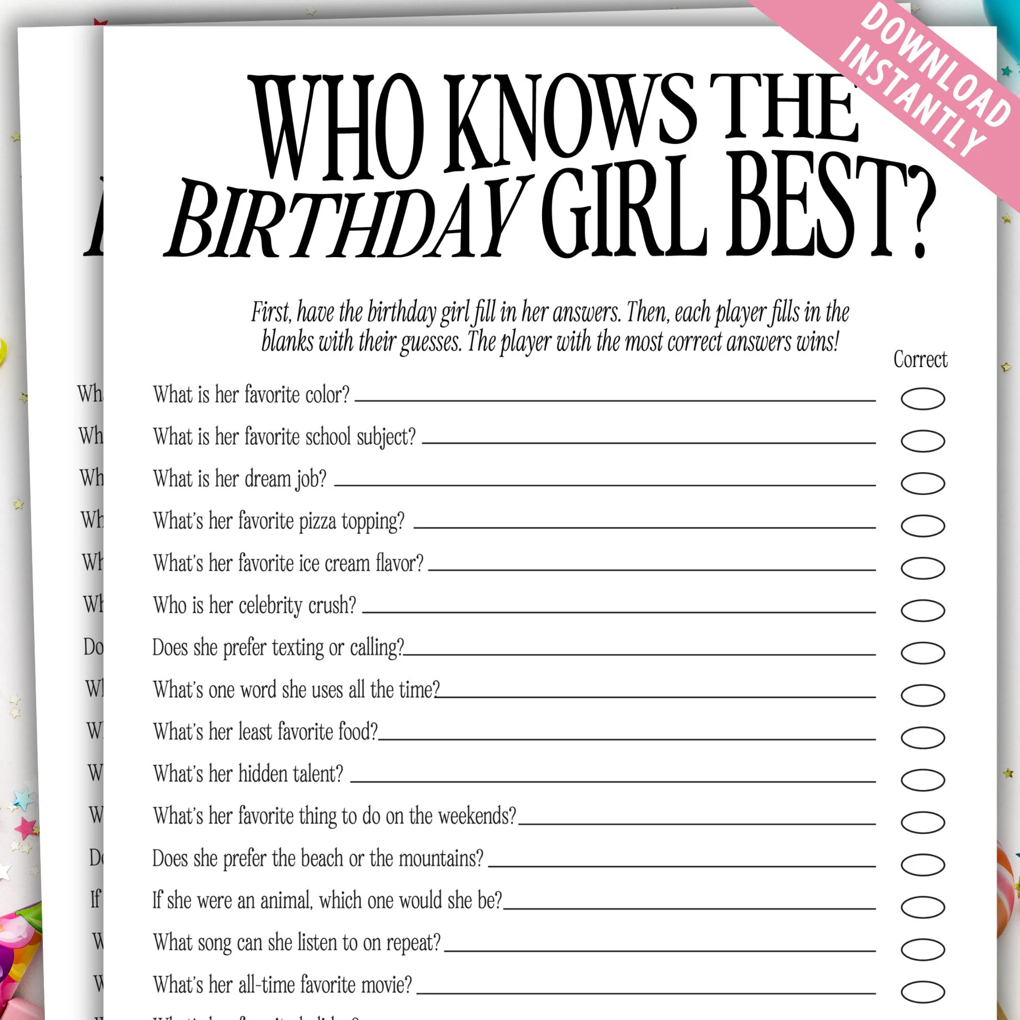 40th Free Printable Birthday Games 40th Free Printable Birthday Games