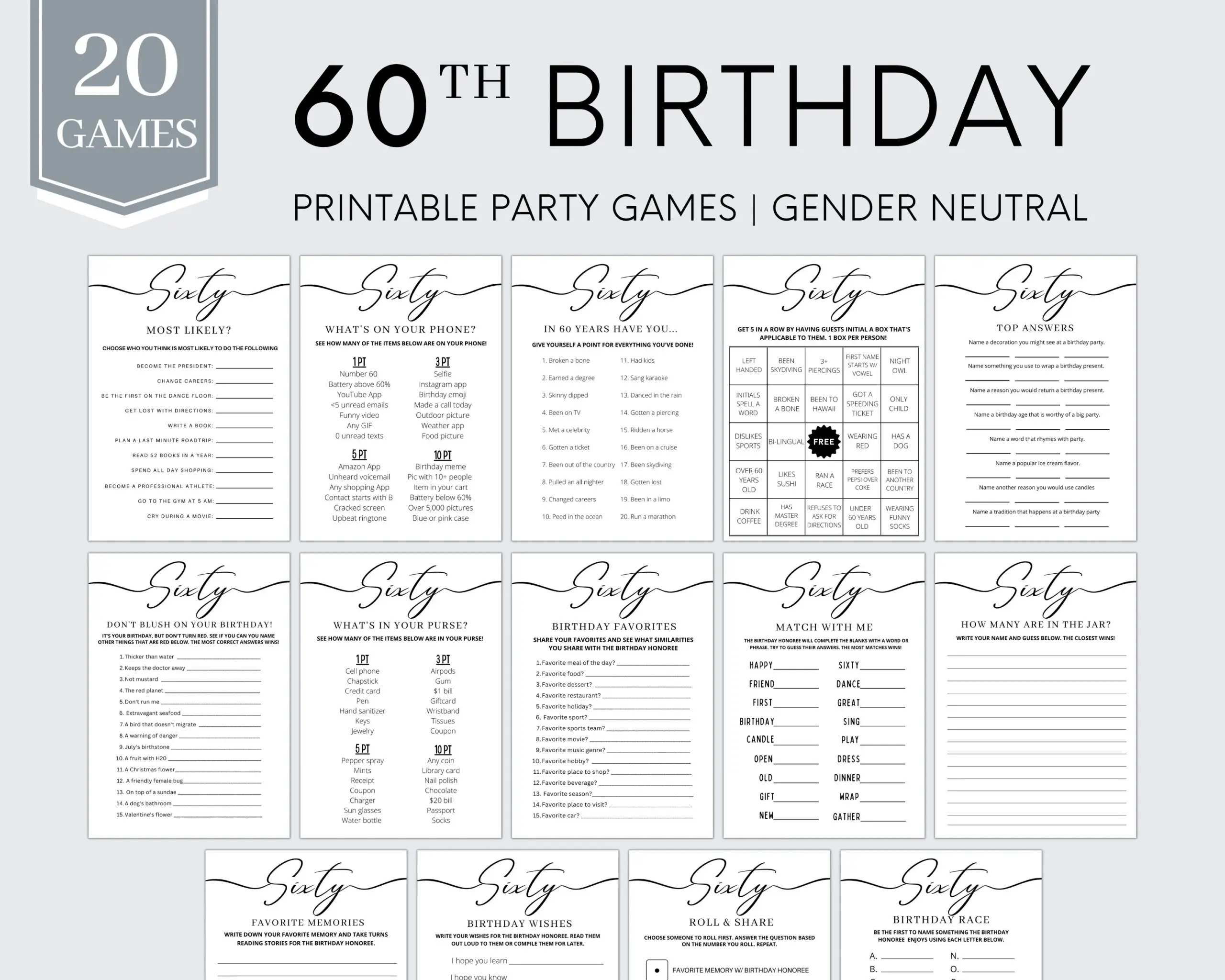 60th Birthday Games 60th Birthday Party