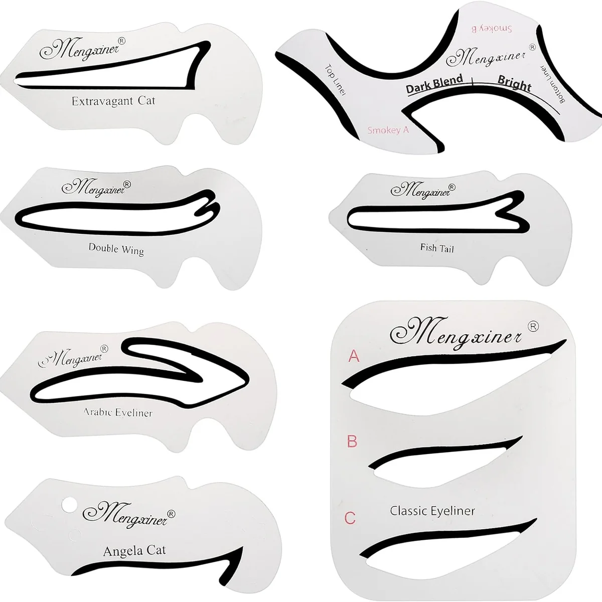 7 Pcs Cat Eyeliner Stencil Template Winged Cat Makeup Stencils For Precise And Easy Eyeliner Shaping