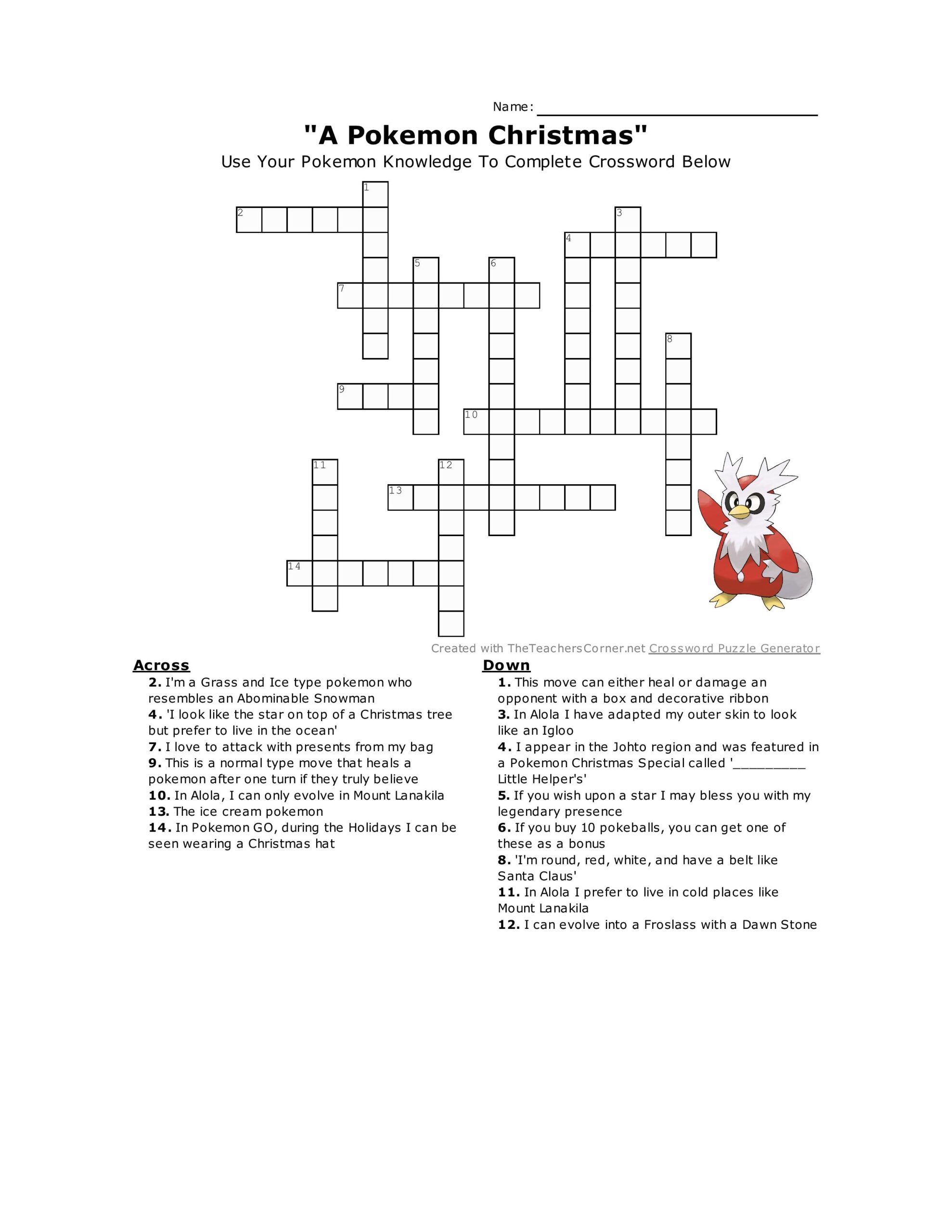 pokemon crossword puzzle printable pokemon crossword puzzle printable