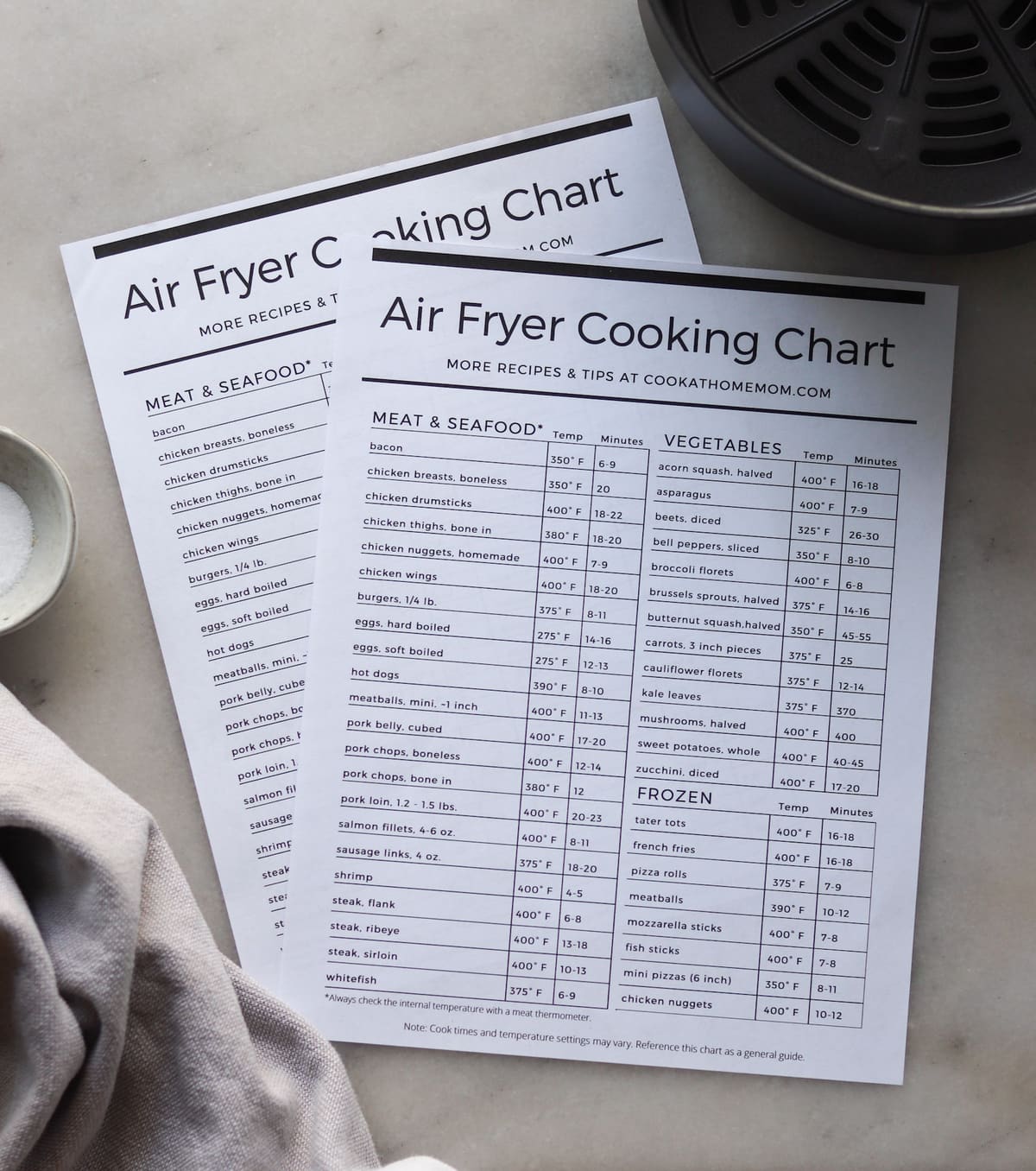 Air Fryer Cook Times Chart