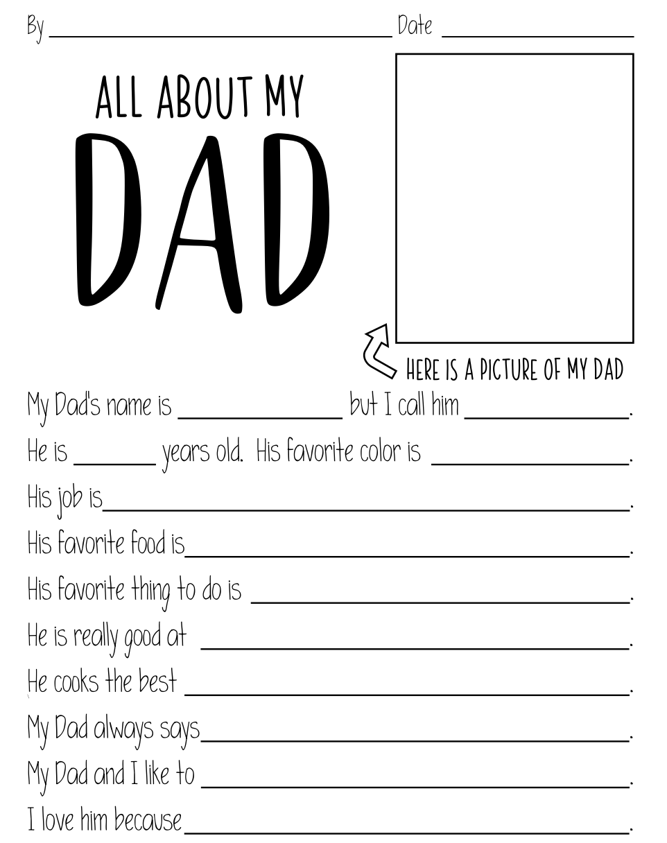 All About My Dad Printable