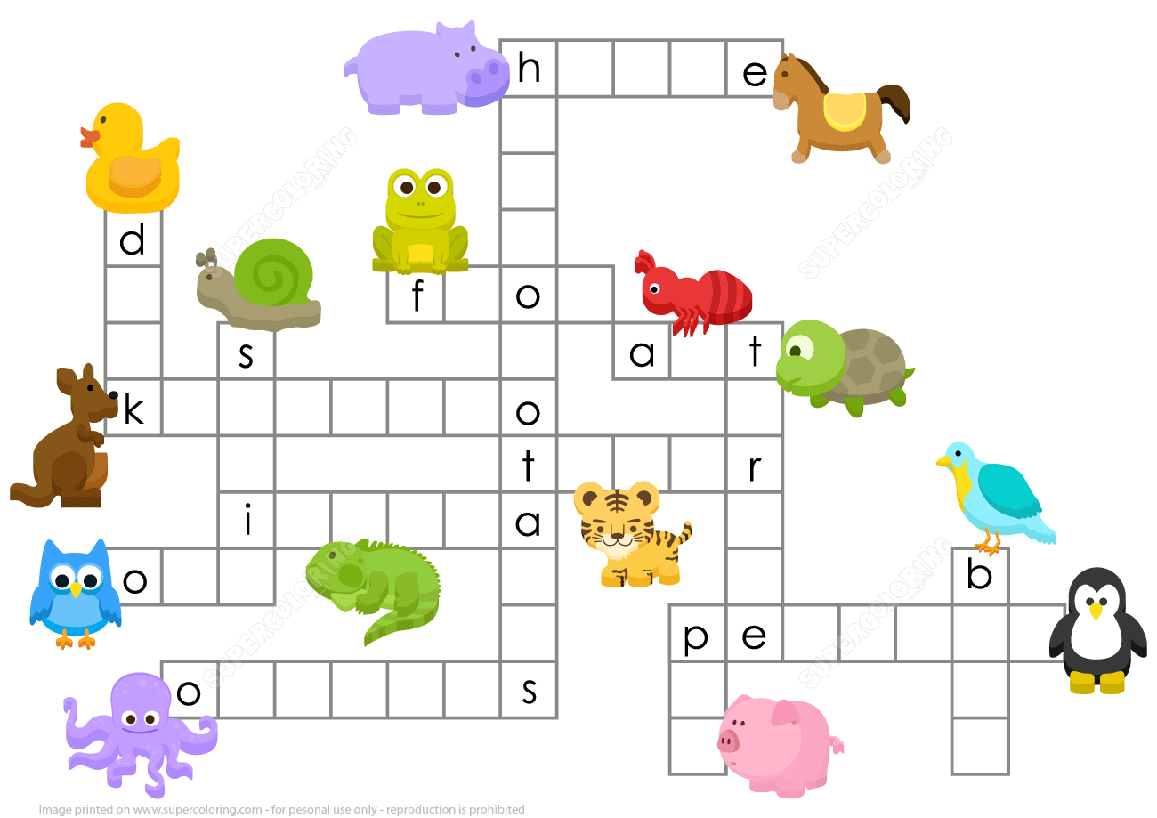 printable animal crosswords printable animal crosswords