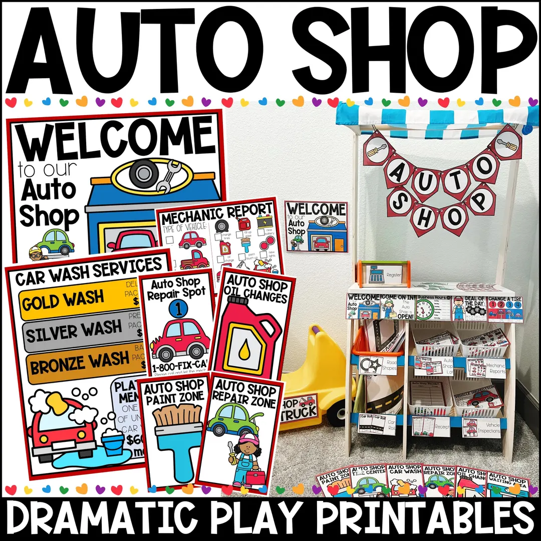 Auto Shop Dramatic Play Printables