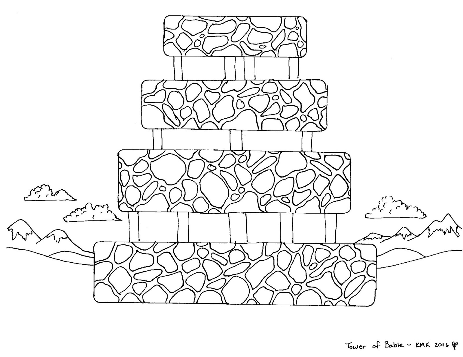 Babels Tower Free Pop Up Coloring Page