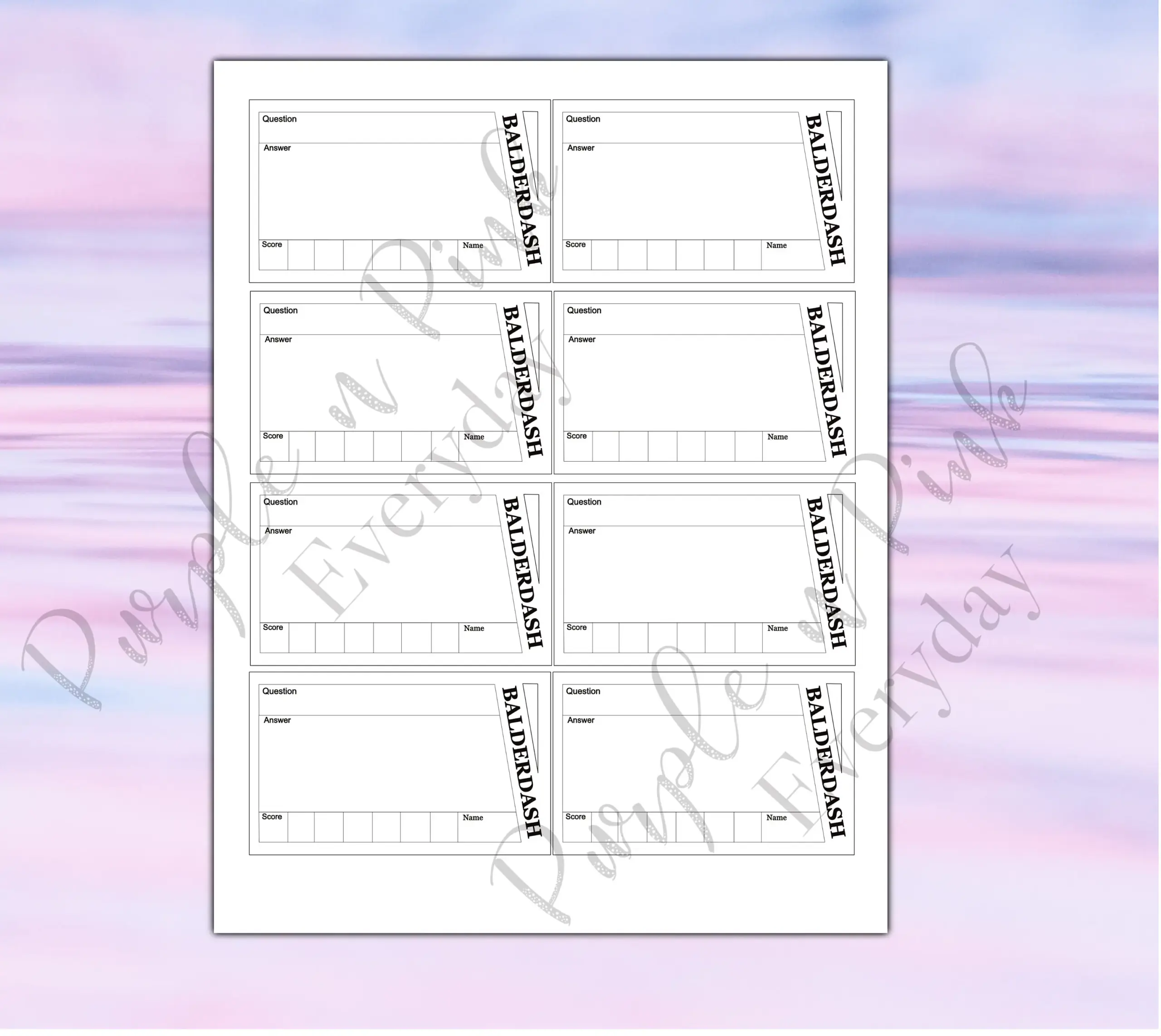 Balderdash Score Cards Printable Balderdash Score Cards Printable