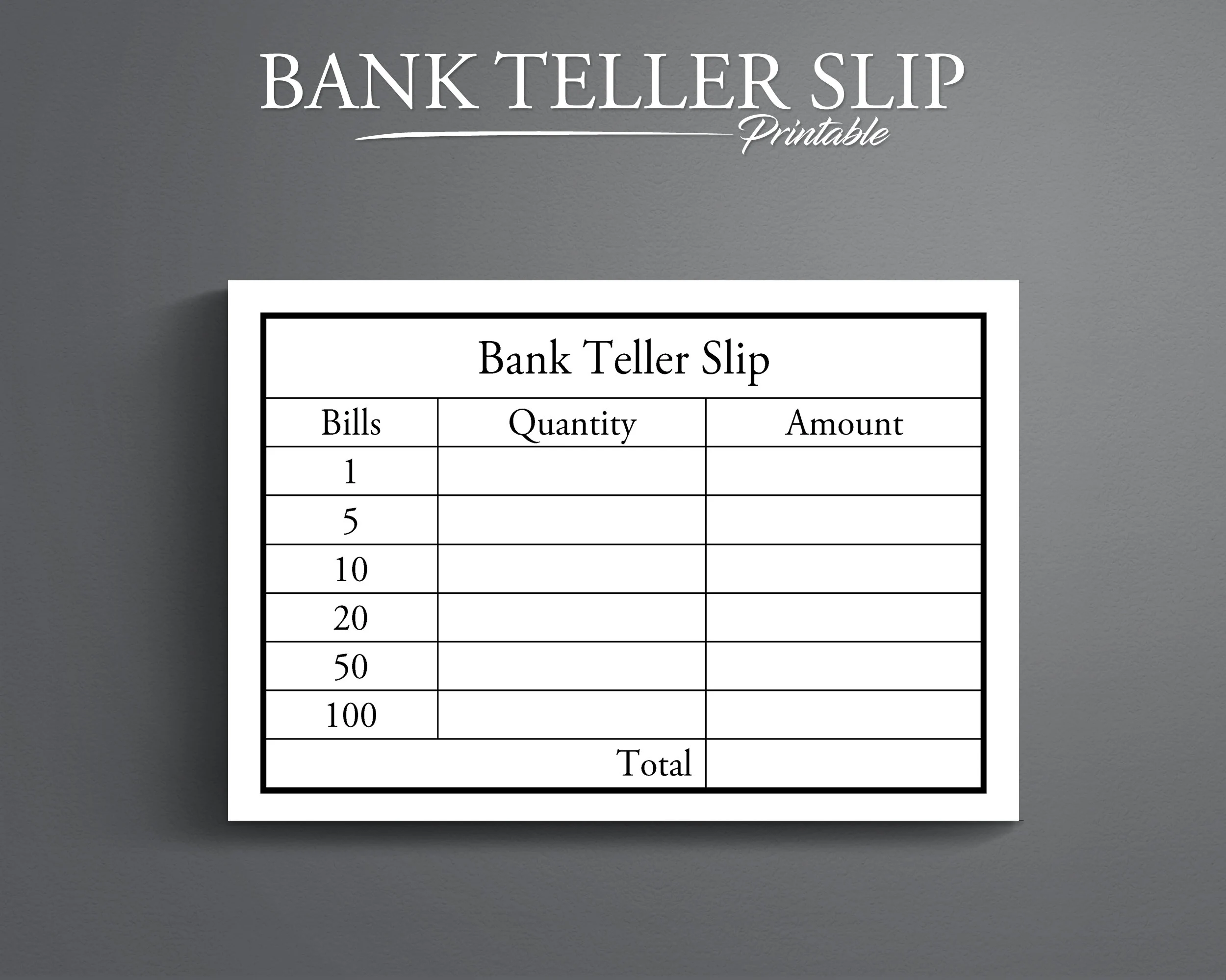 Bank Teller Slip Printable Pdf