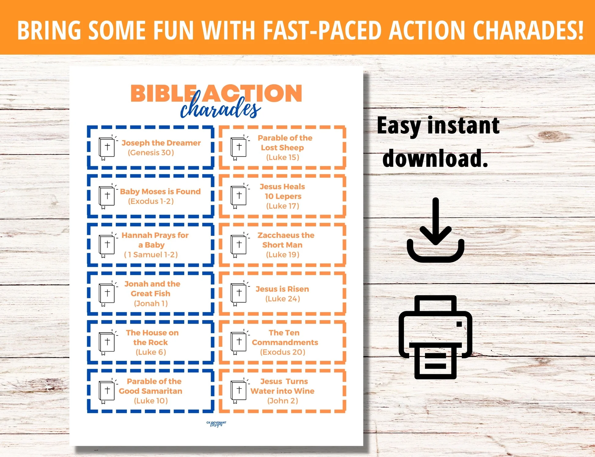 bible charades free printable