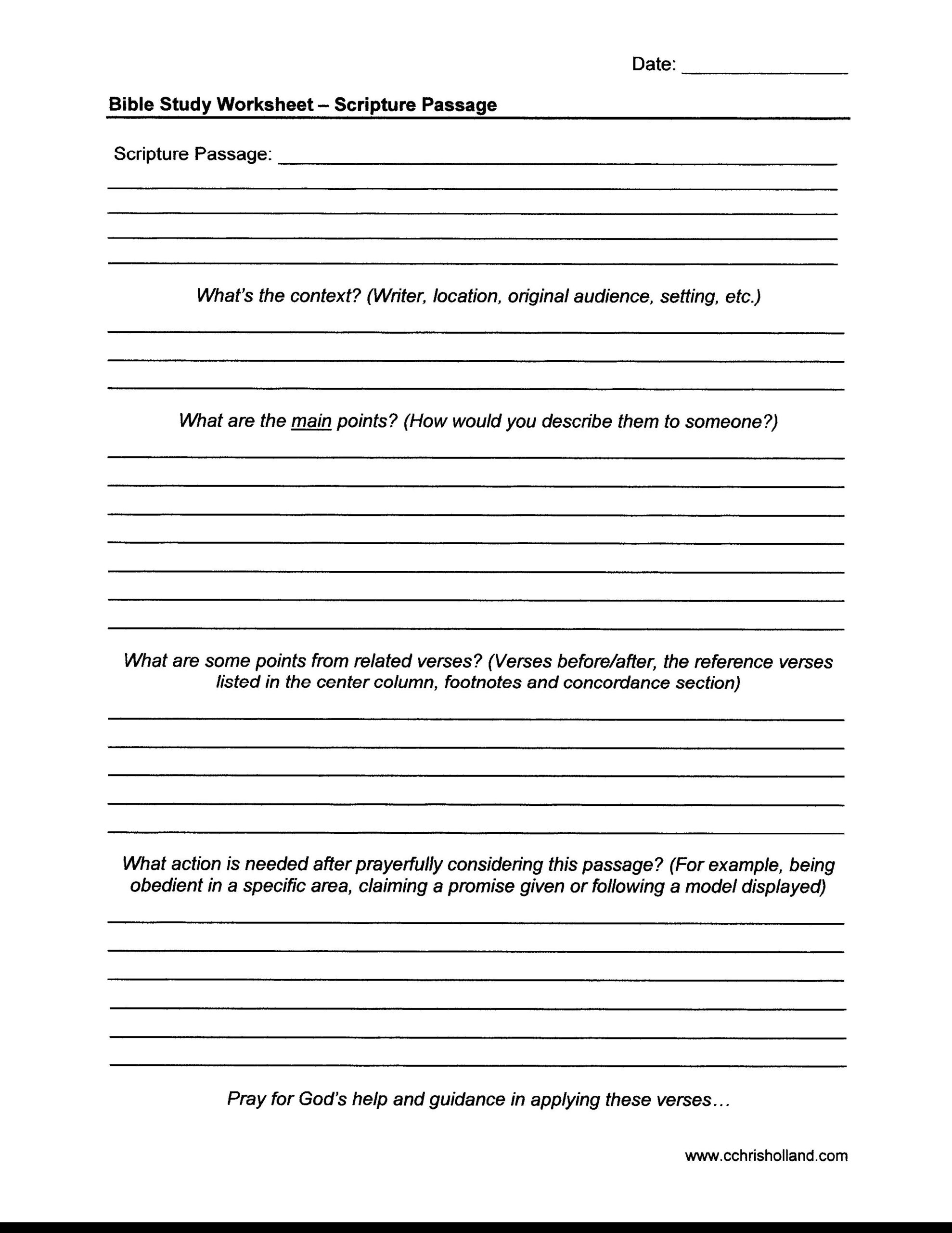 Bible Study Worksheets