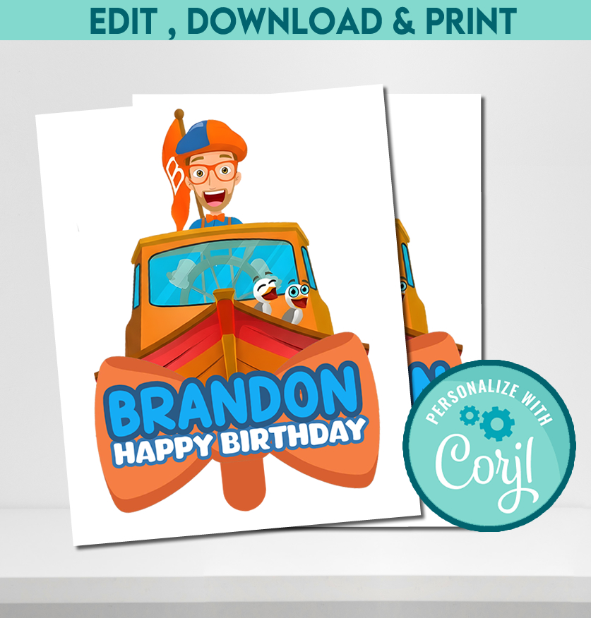 free printable blippi cake topper