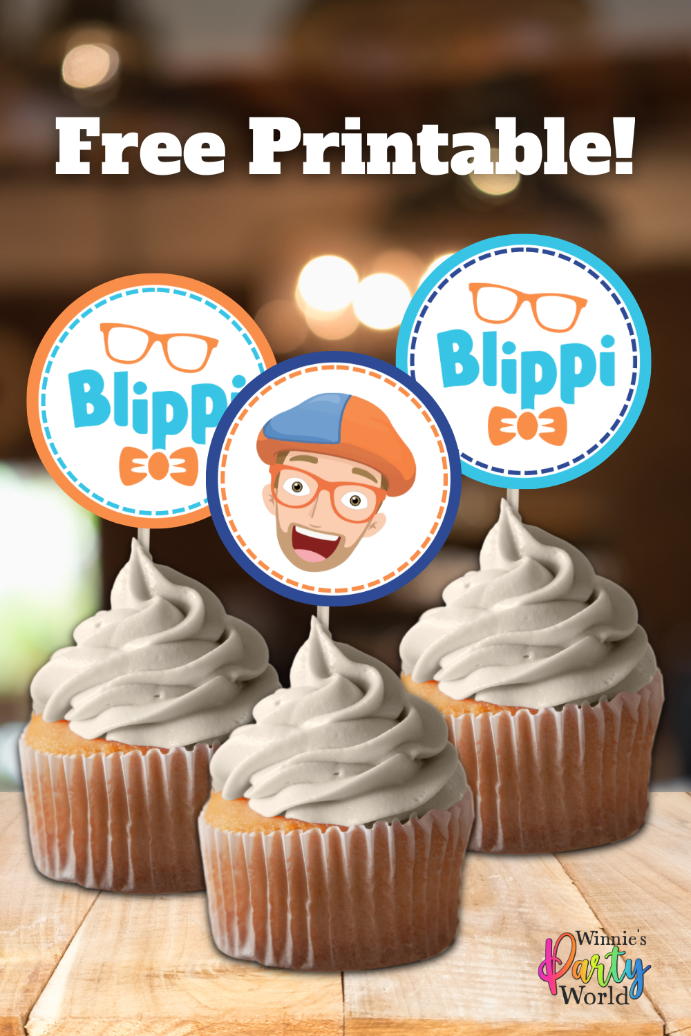 Blippi Party Cupcake Toppers