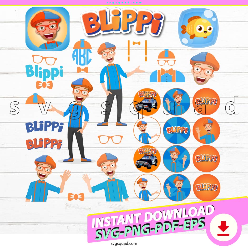 Blippi Svg Png Bundle Blippi Cake Topper Digital Download