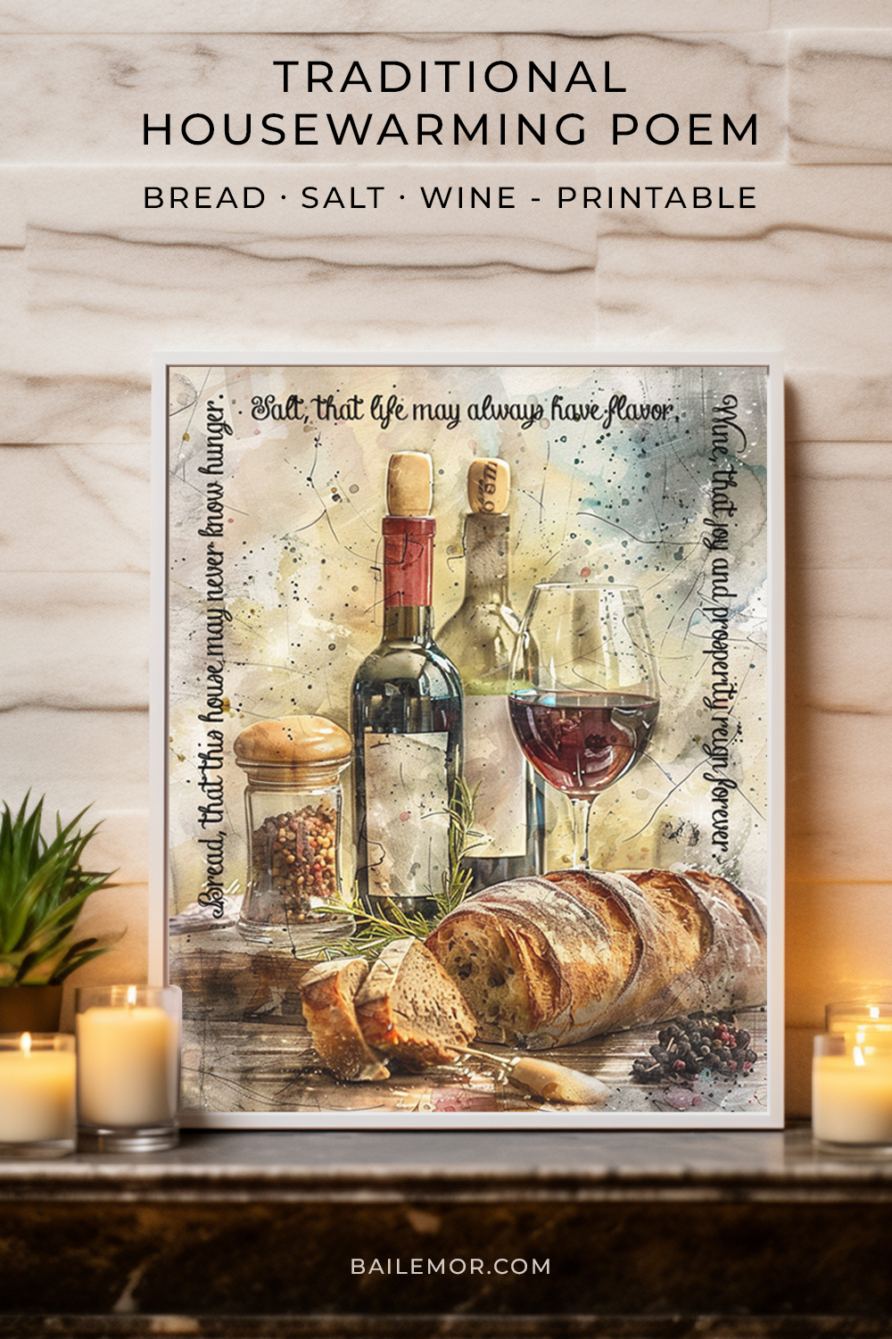 Bread Salt Wine Watercolor Housewarming Poem Bread Salt Wine Watercolor Housewarming Poem