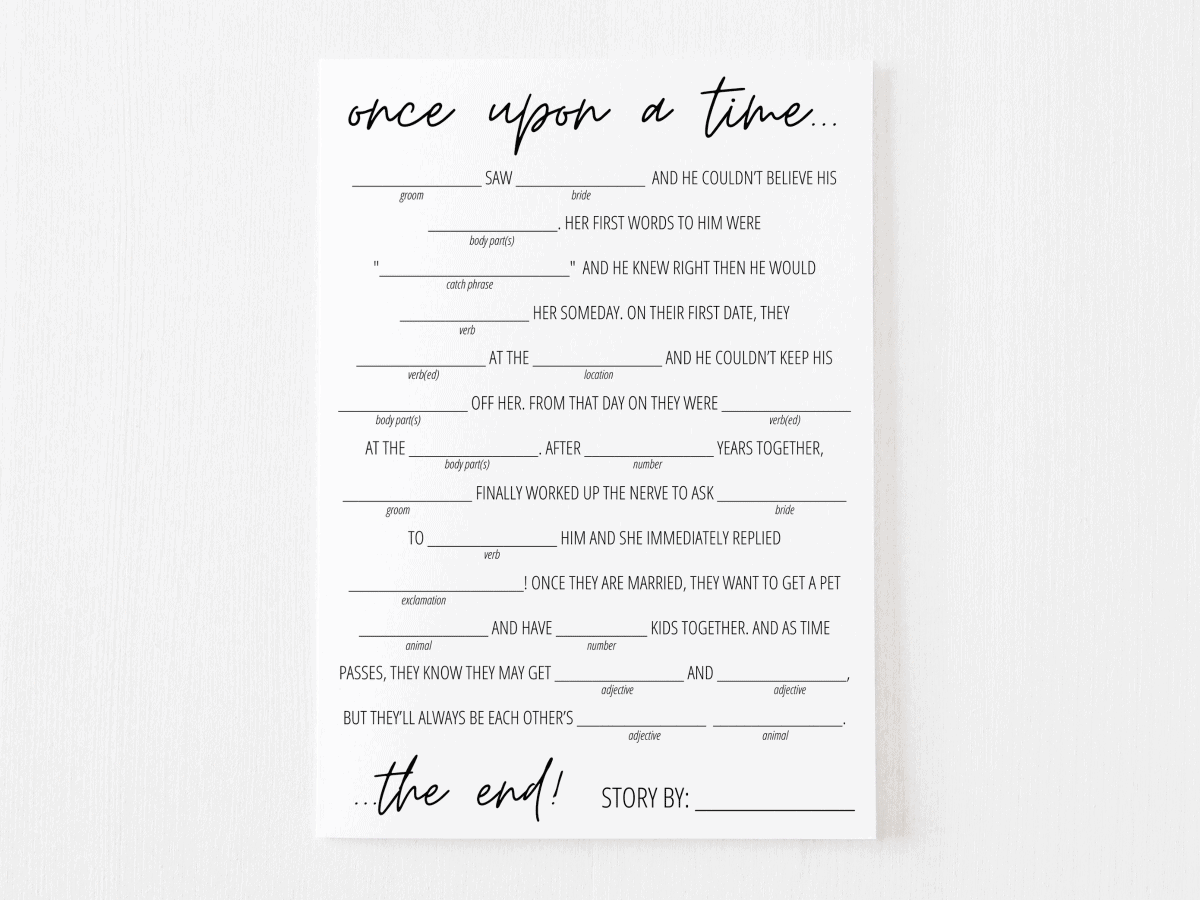Bridal Shower Mad Libs