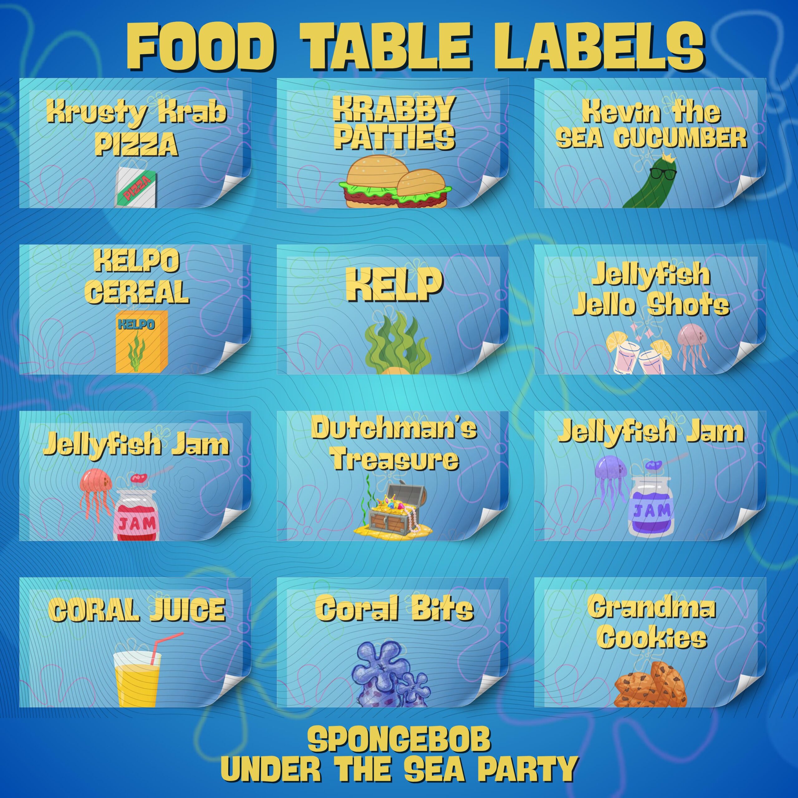 Cartoon Under The Sea Food Labels Cartoon Under The Sea Food Labels