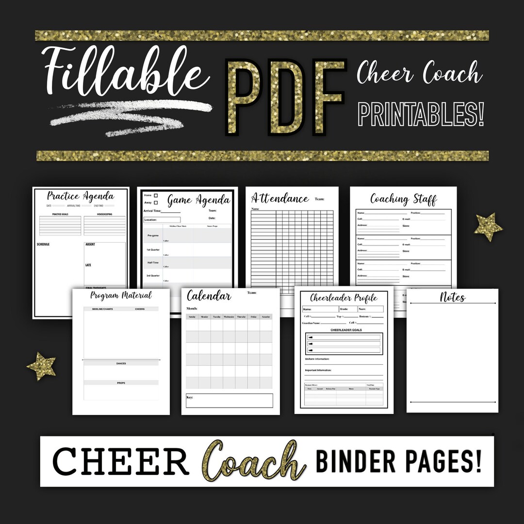 Cheerleading Coach Binder Fillable And