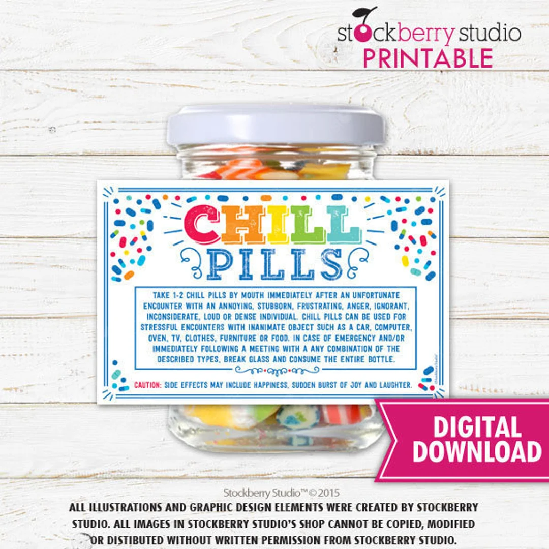 Chill Pill Label Printable Prescription