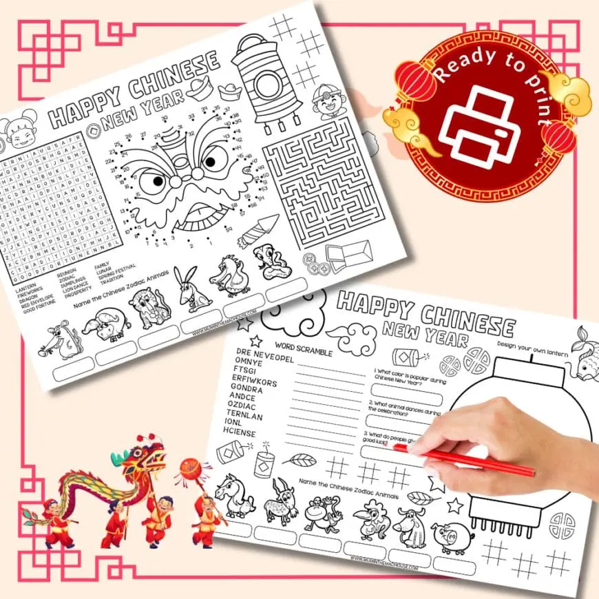 free printable chinese zodiac placemat printable