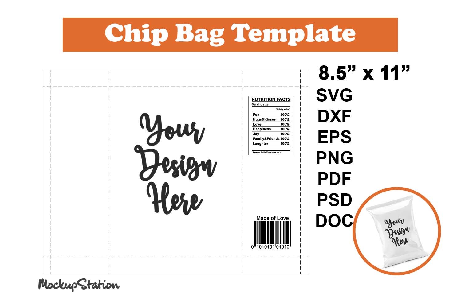 Chip Bag Template Svg Party Wrapper