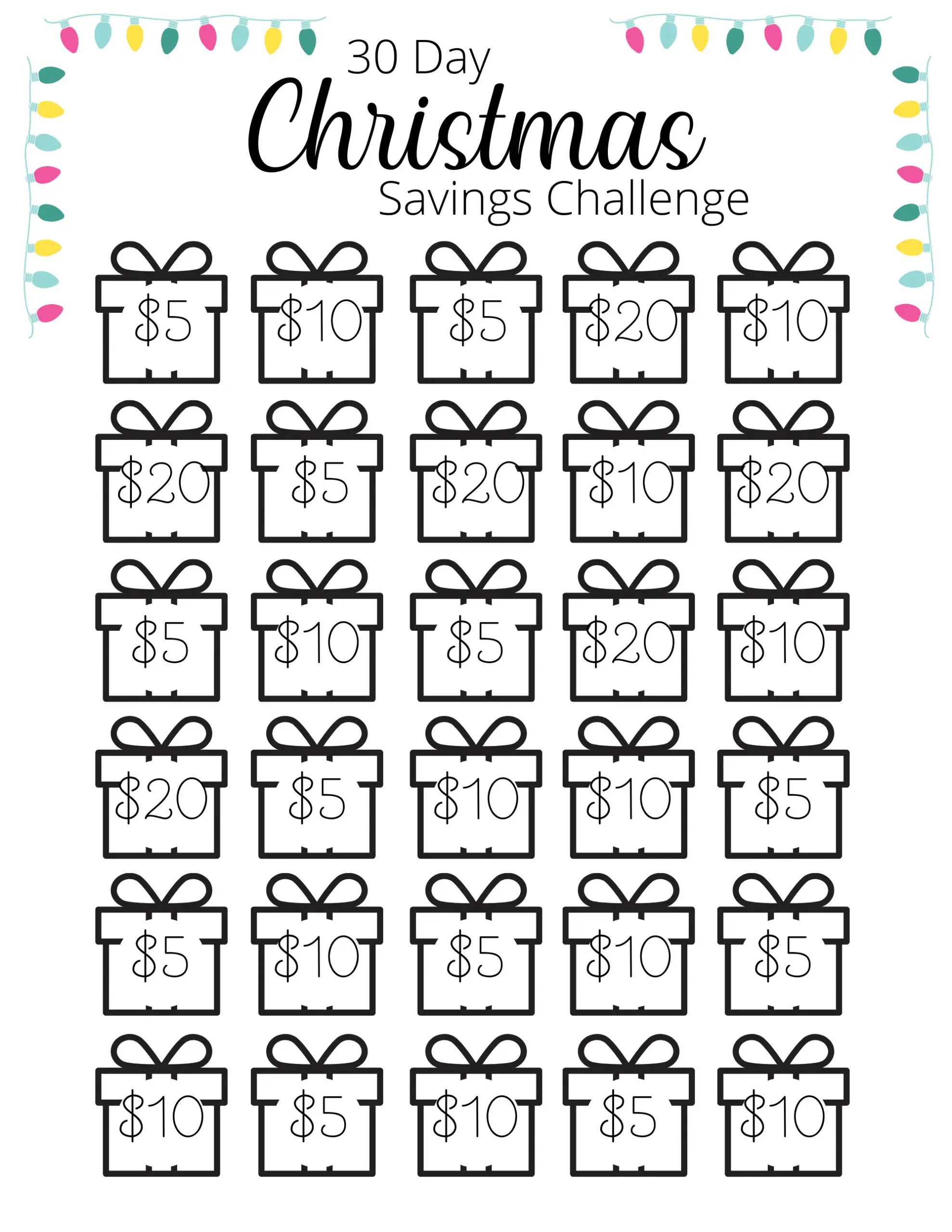 Christmas Savings Challenge 30 Day Christmas Savings Challenge 30 Day