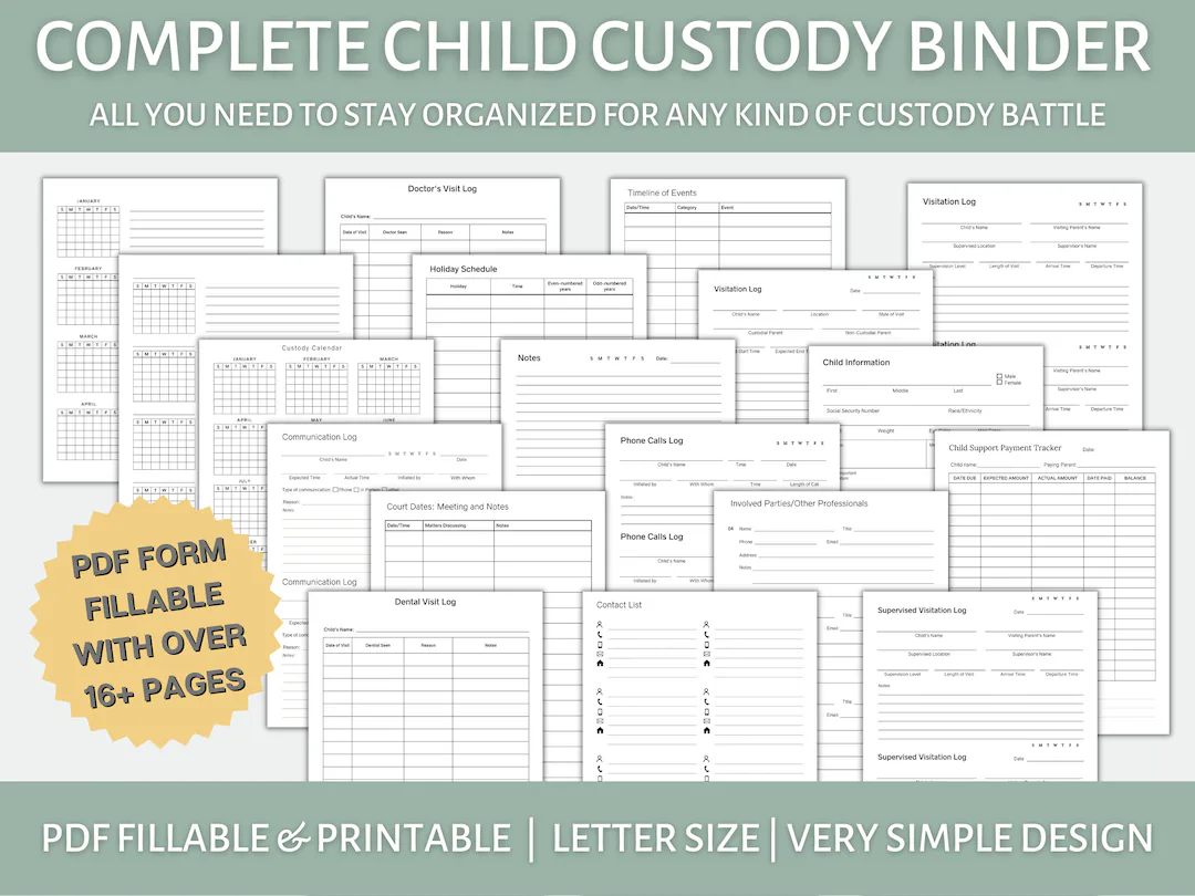 Complete Child Custody Binder For Any Complete Child Custody Binder For Any