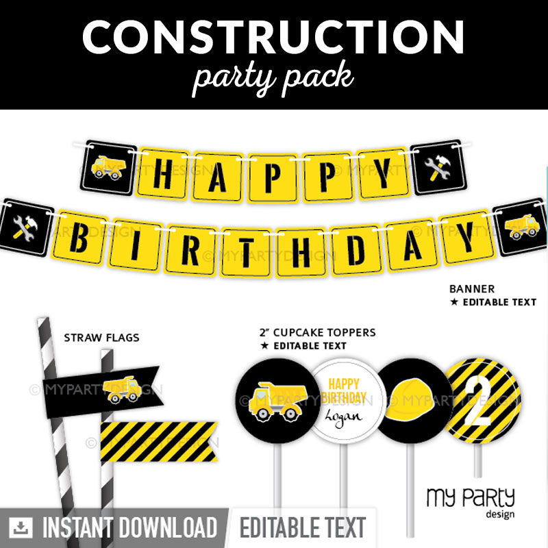 Construction Party Printable Party Pack