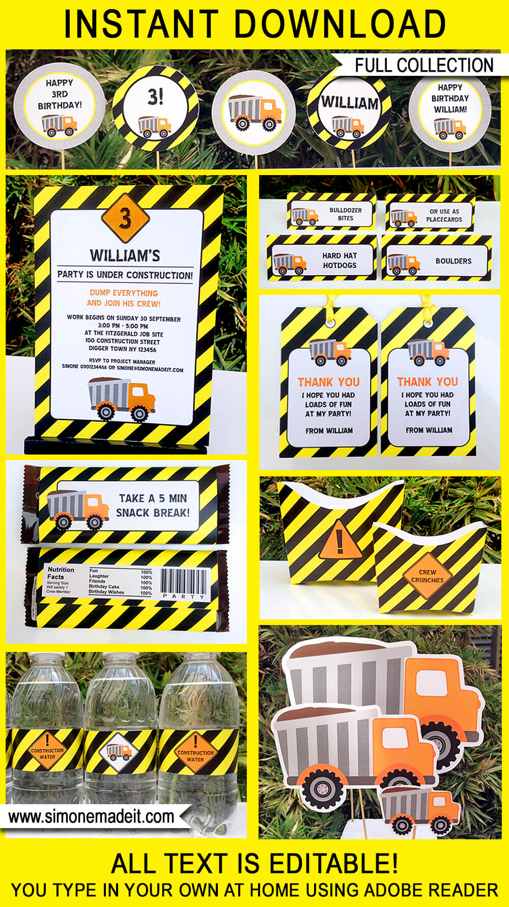 Construction Party Printables Invitations Decorations