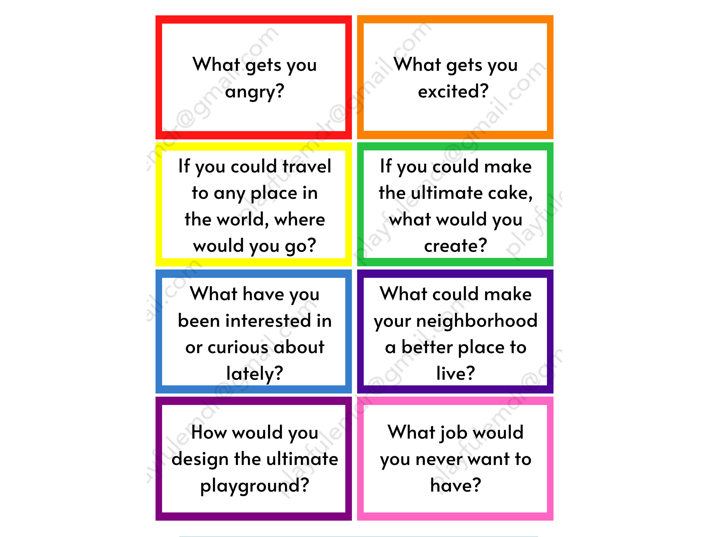 Conversation Cards 72 Printables