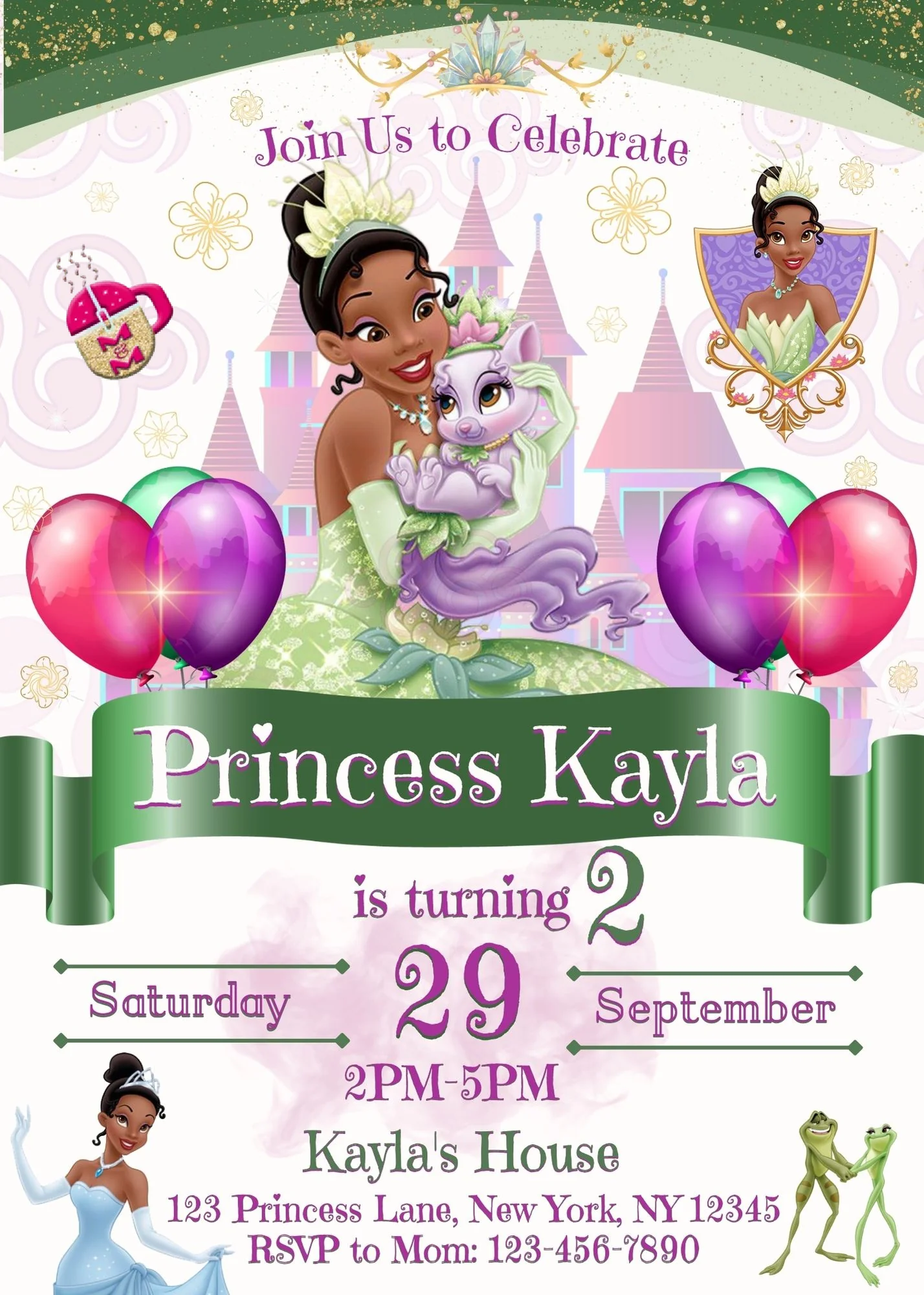 Copy Of Editable Frog Princess Invitation Princess Invitation Princess Tiana Invitation