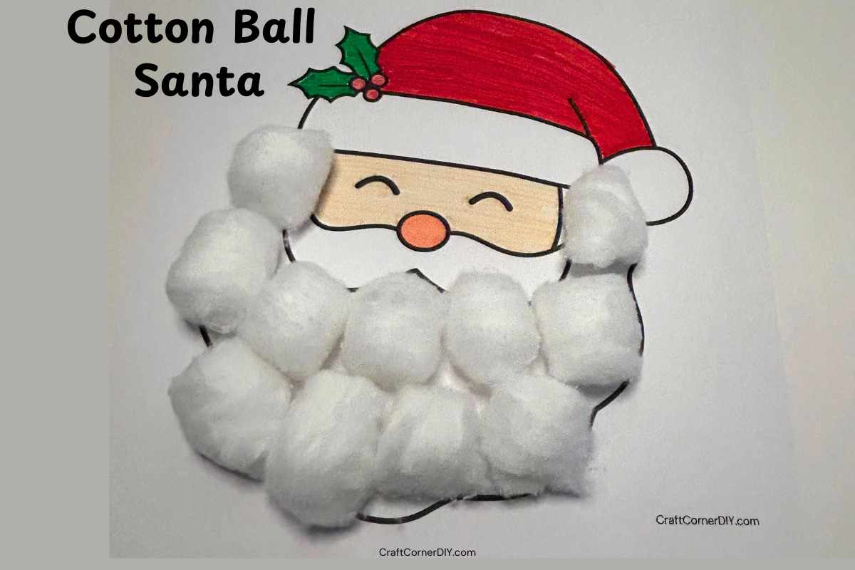free printable santa cotton ball beard