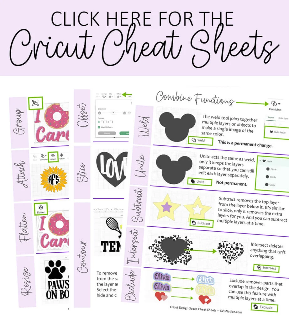 Cricut Cheat Sheet