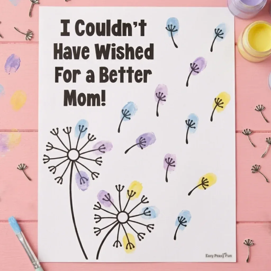 Dandelion Mothers Day Fingerprint Craft