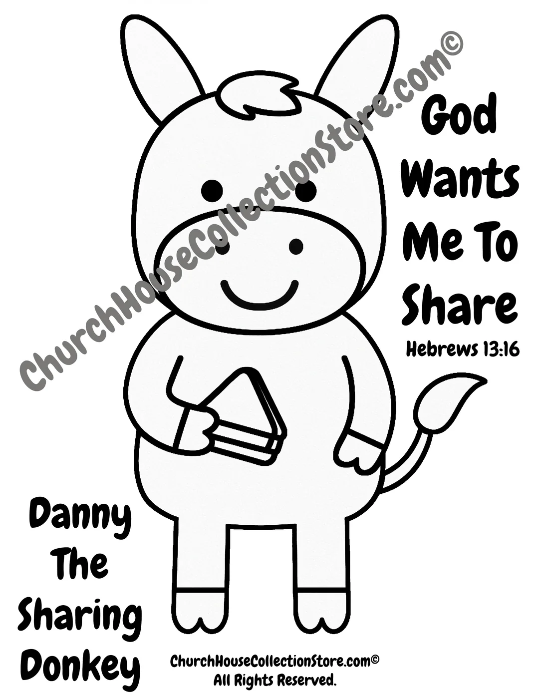 Danny The Sharing Donkey Coloring Page Cutout Craft Danny The Sharing Donkey Coloring Page Cutout Craft