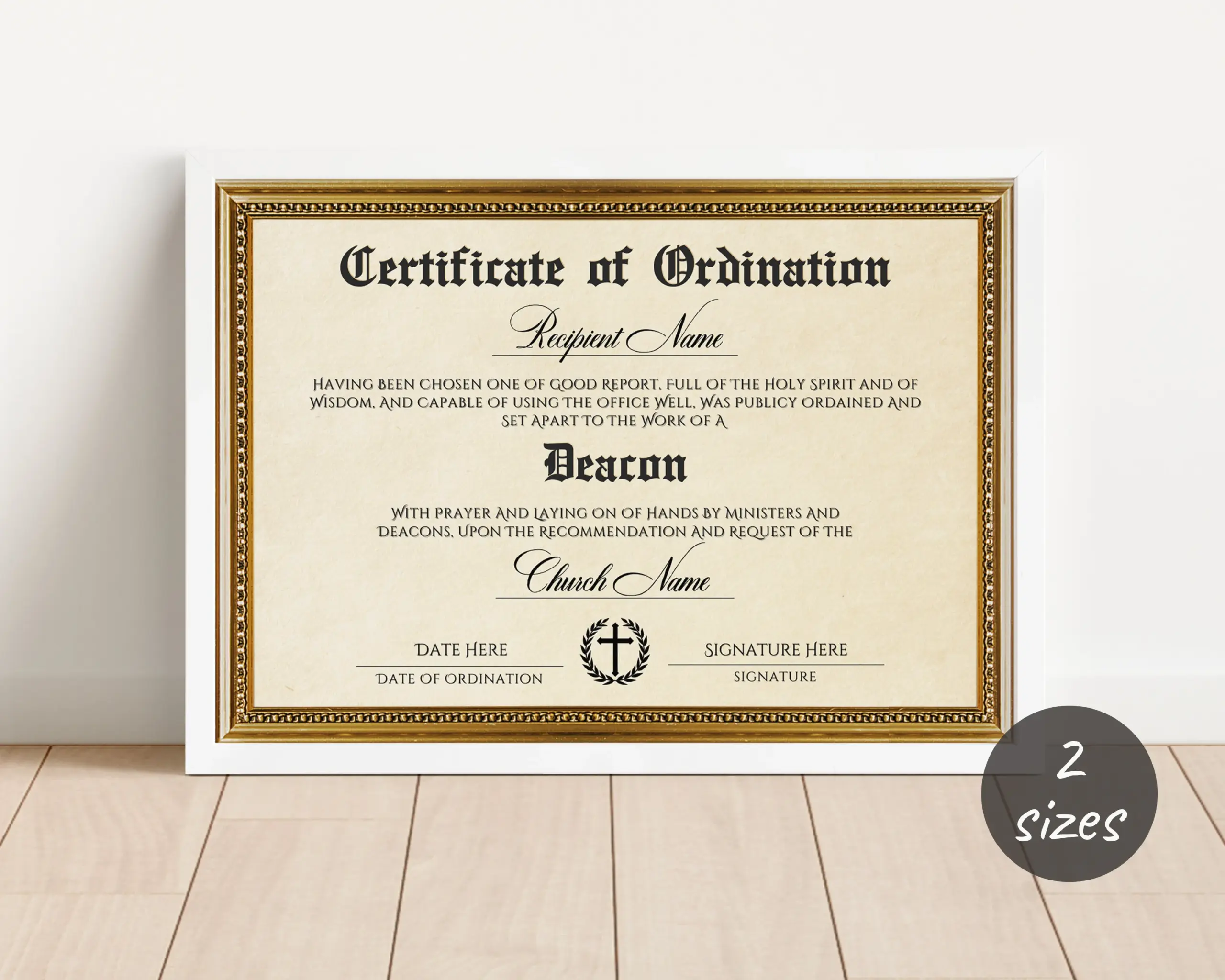 Deacon Ordination Certificate Editable