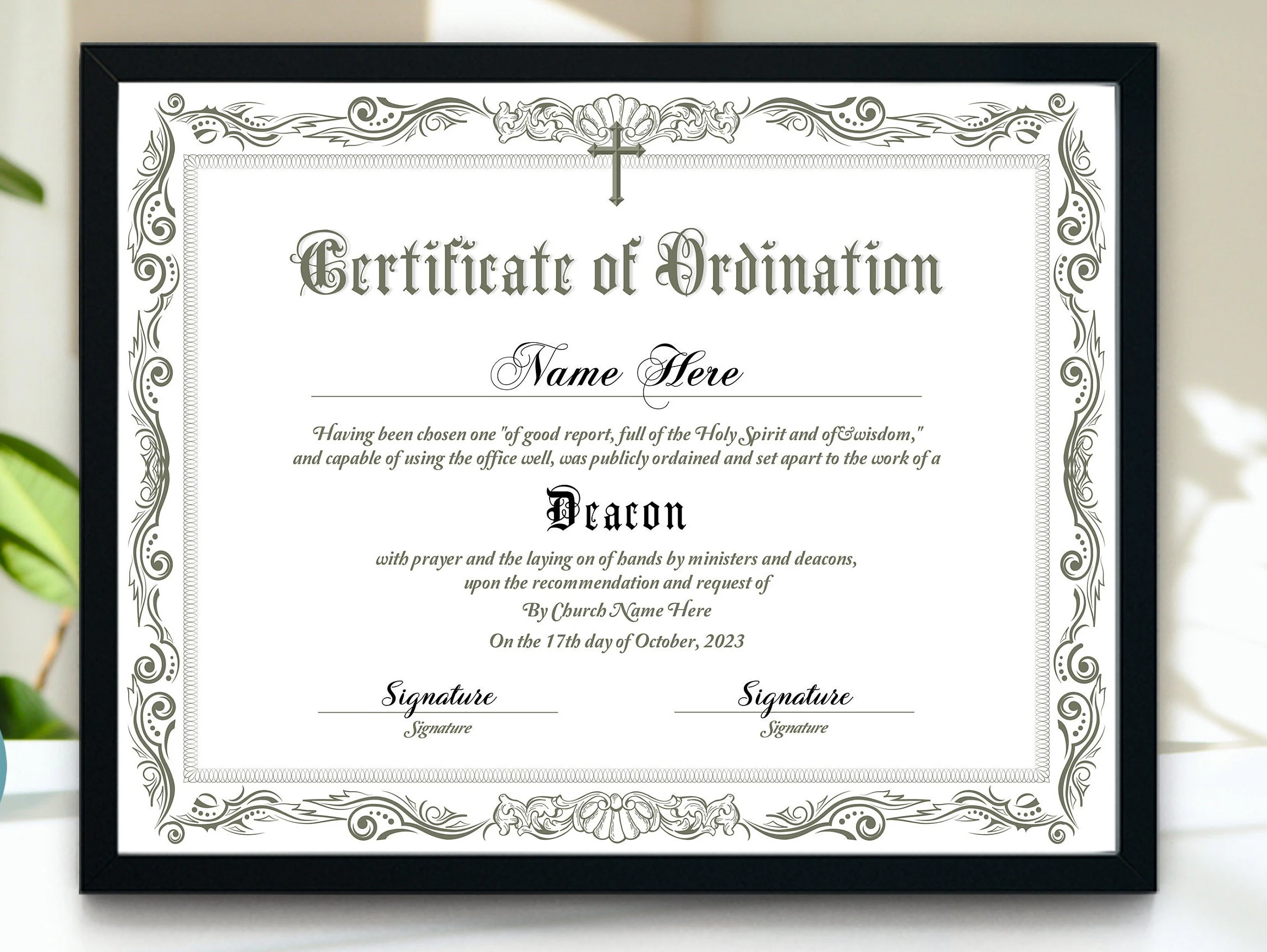 free printable deacon ordination certificate