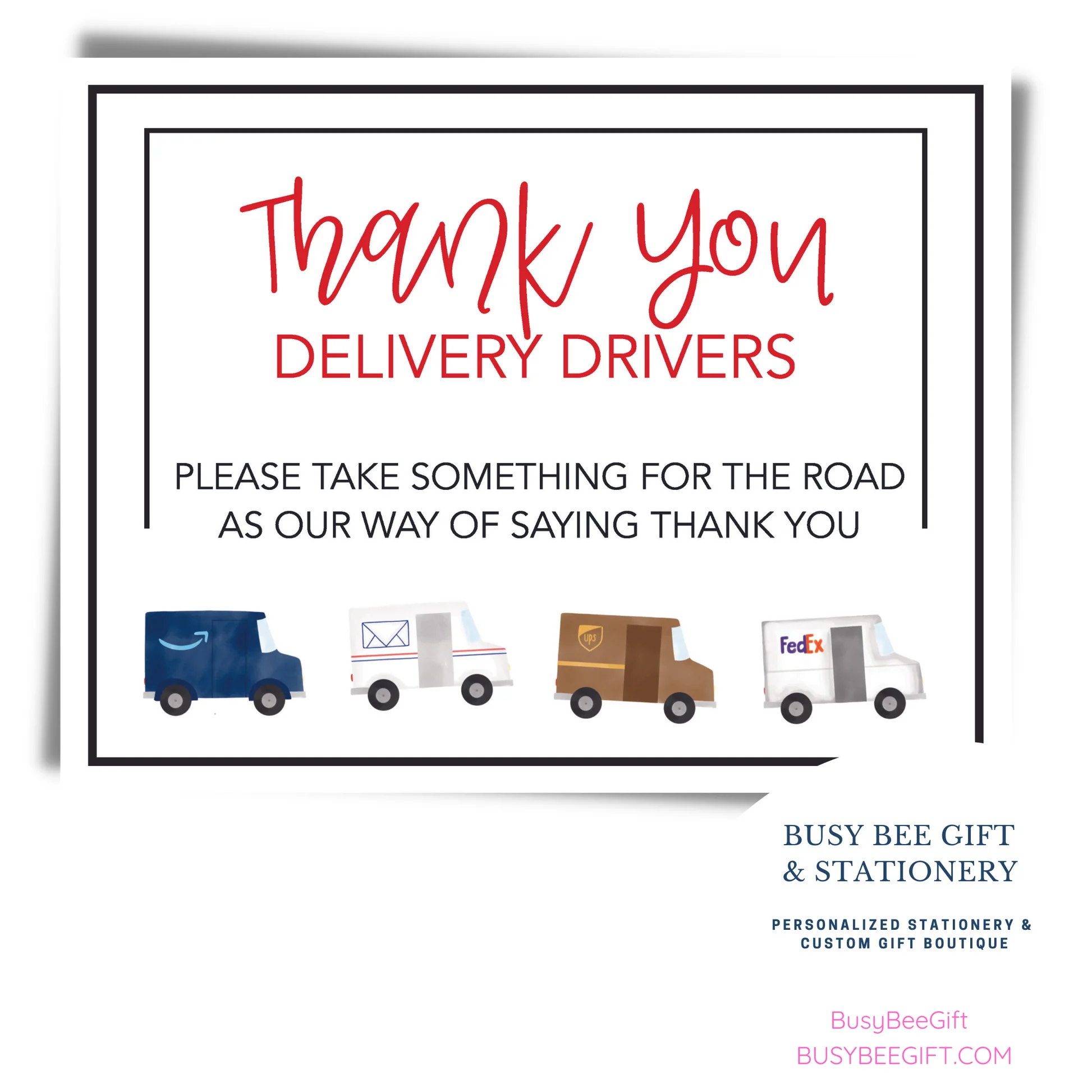 Delivery Driver Thank You Sign Printable Delivery Driver Thank You Sign Printable