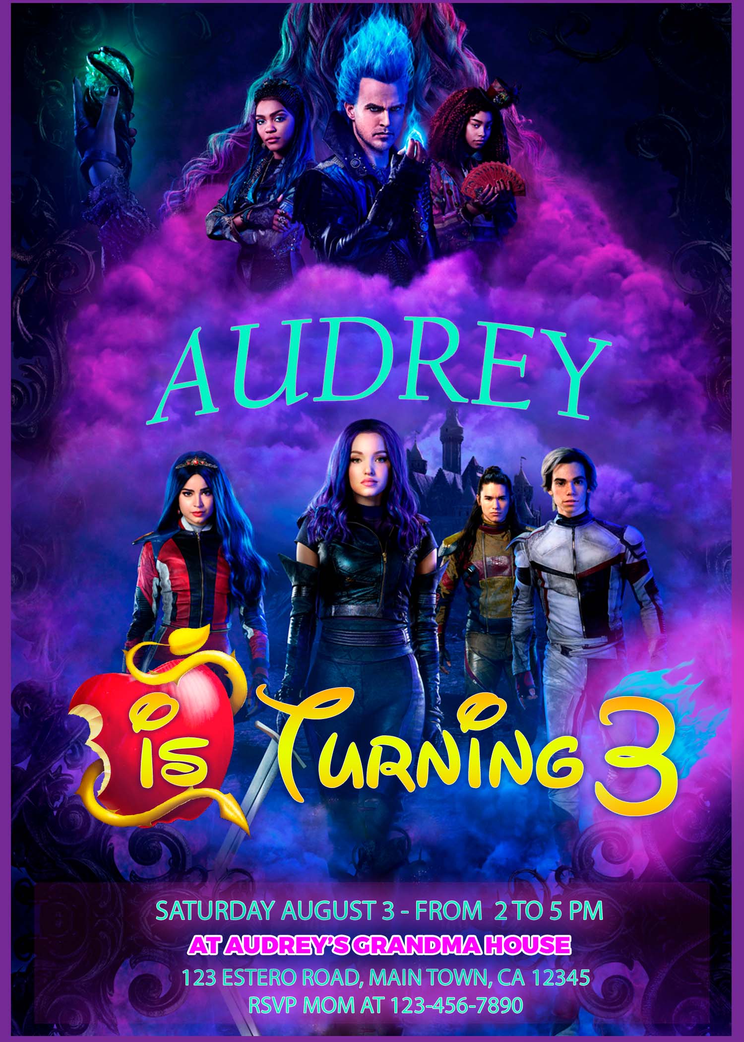 Descendants 3 Birthday Party Invitation Descendants 3 Birthday Party Invitation