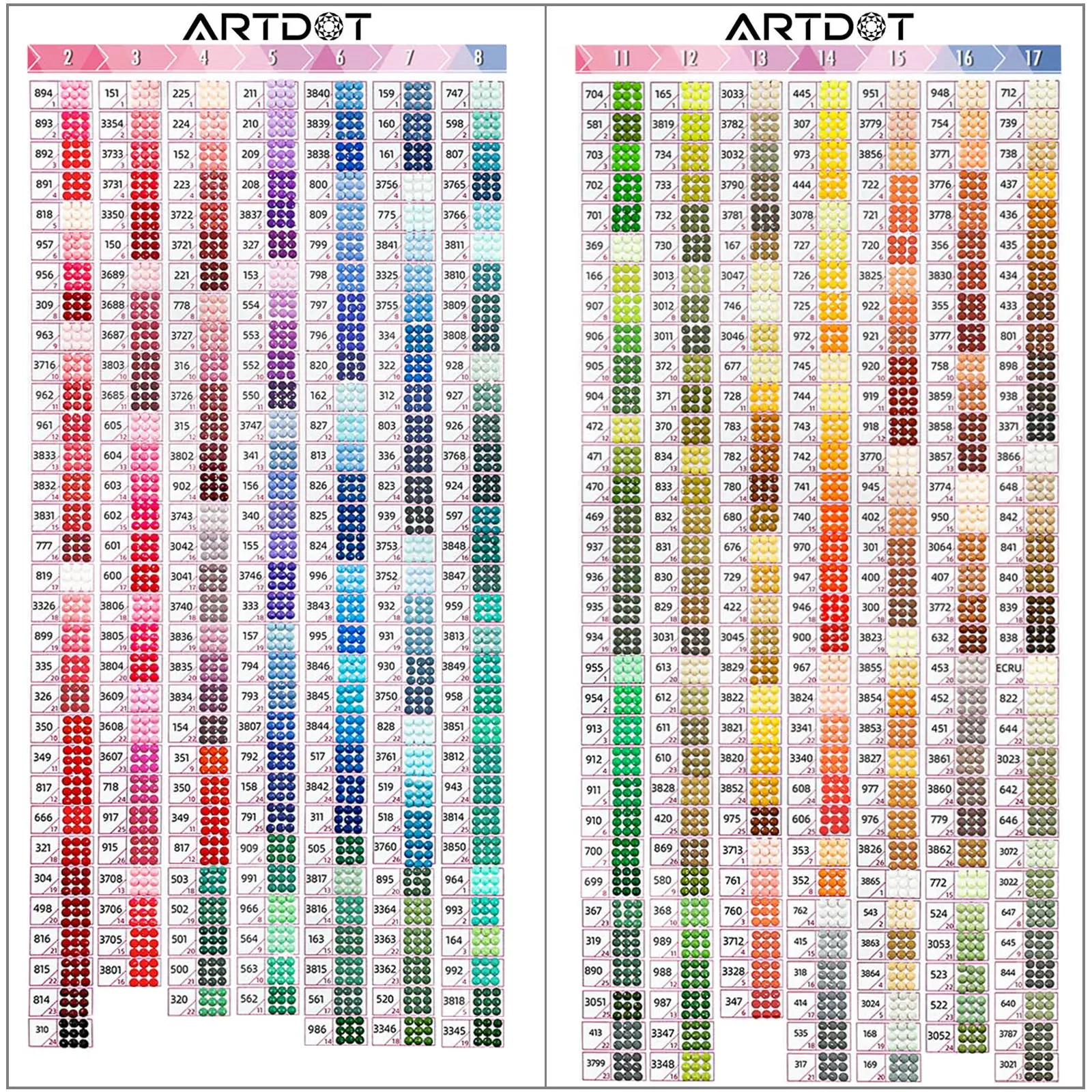 Diamond Painting Color Chart Diamond Painting Color Chart