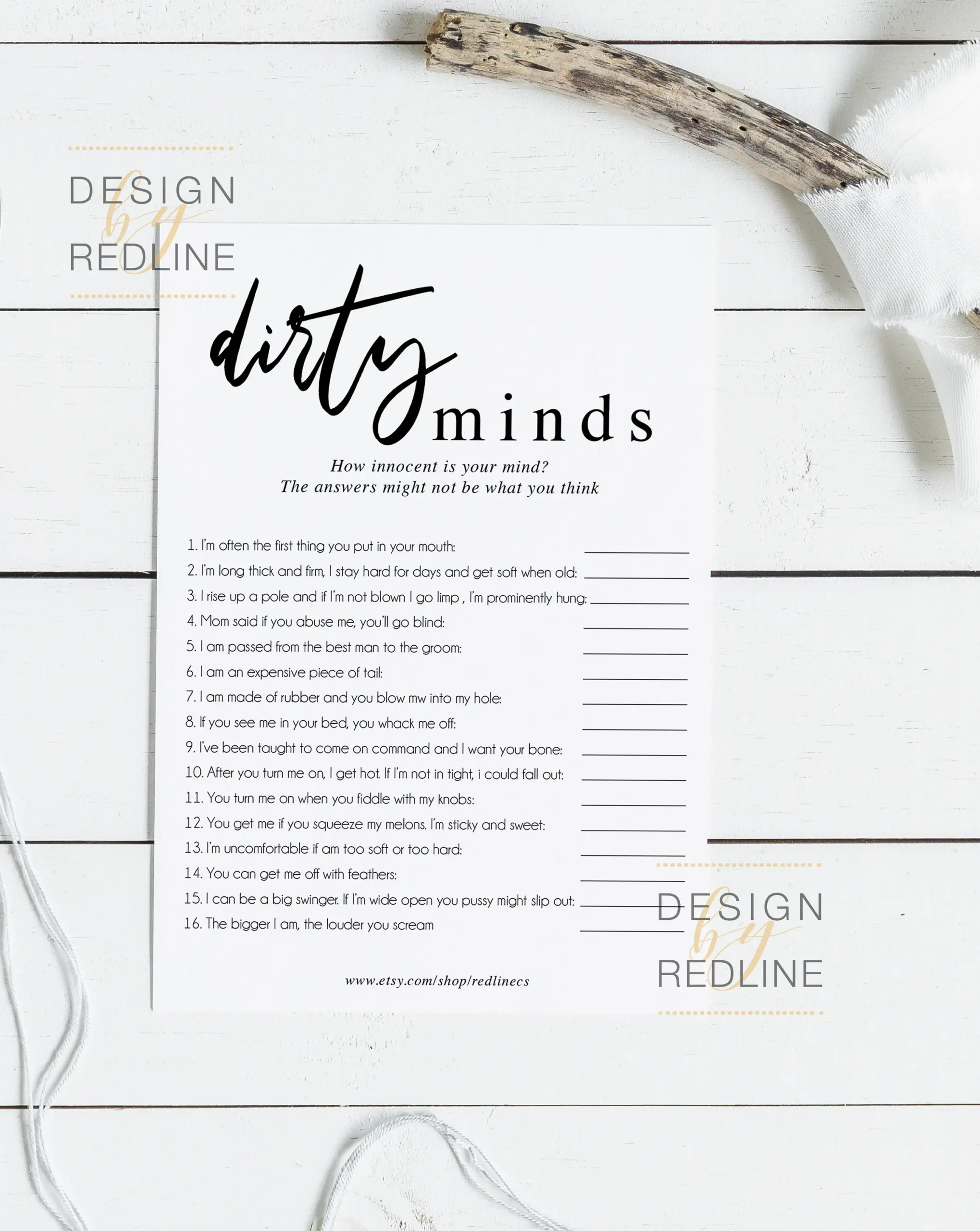Dirty Minds Game Printable Funny