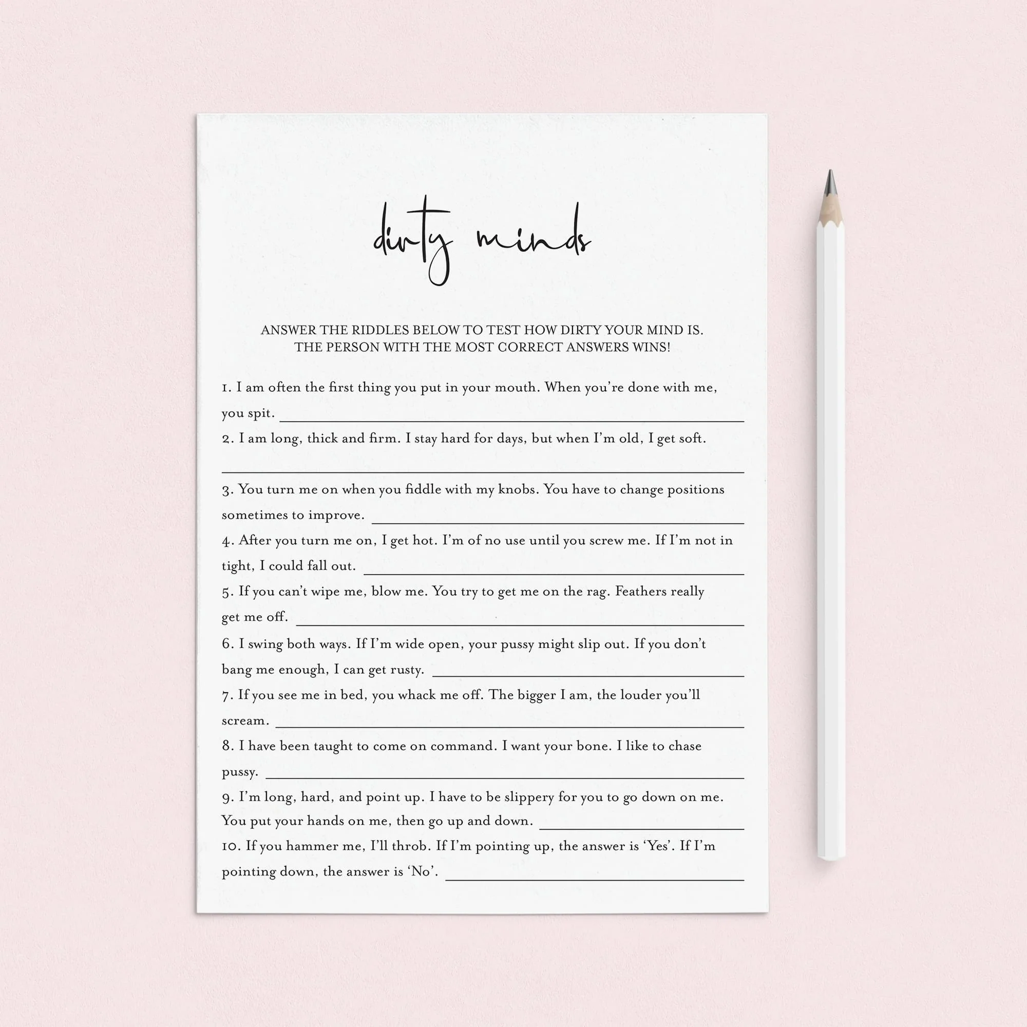 Dirty Minds Game With Answers Printable Dirty Minds Game With Answers Printable
