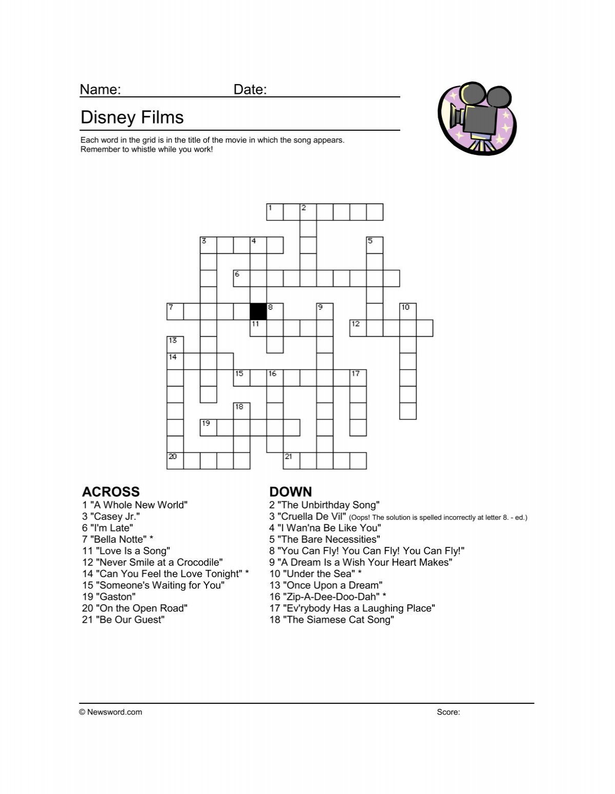 disney printable crossword puzzles disney printable crossword puzzles