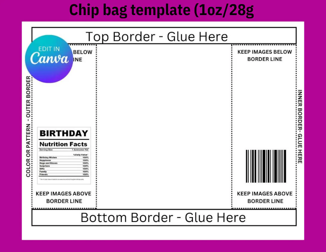 Diy Chip Bag Template Custom Party