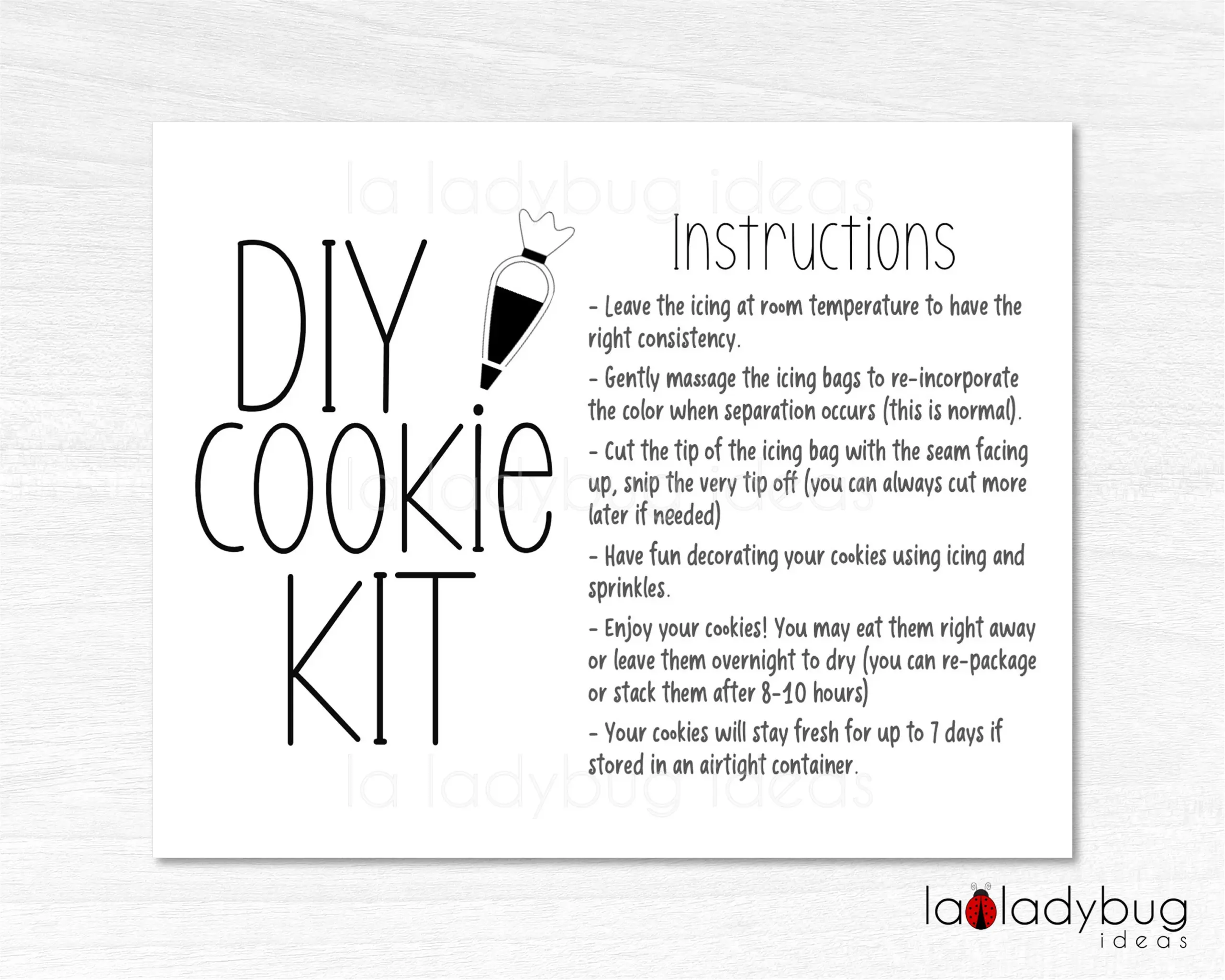 Diy Cookie Kit Instructions Card Diy Cookie Kit Instructions Card