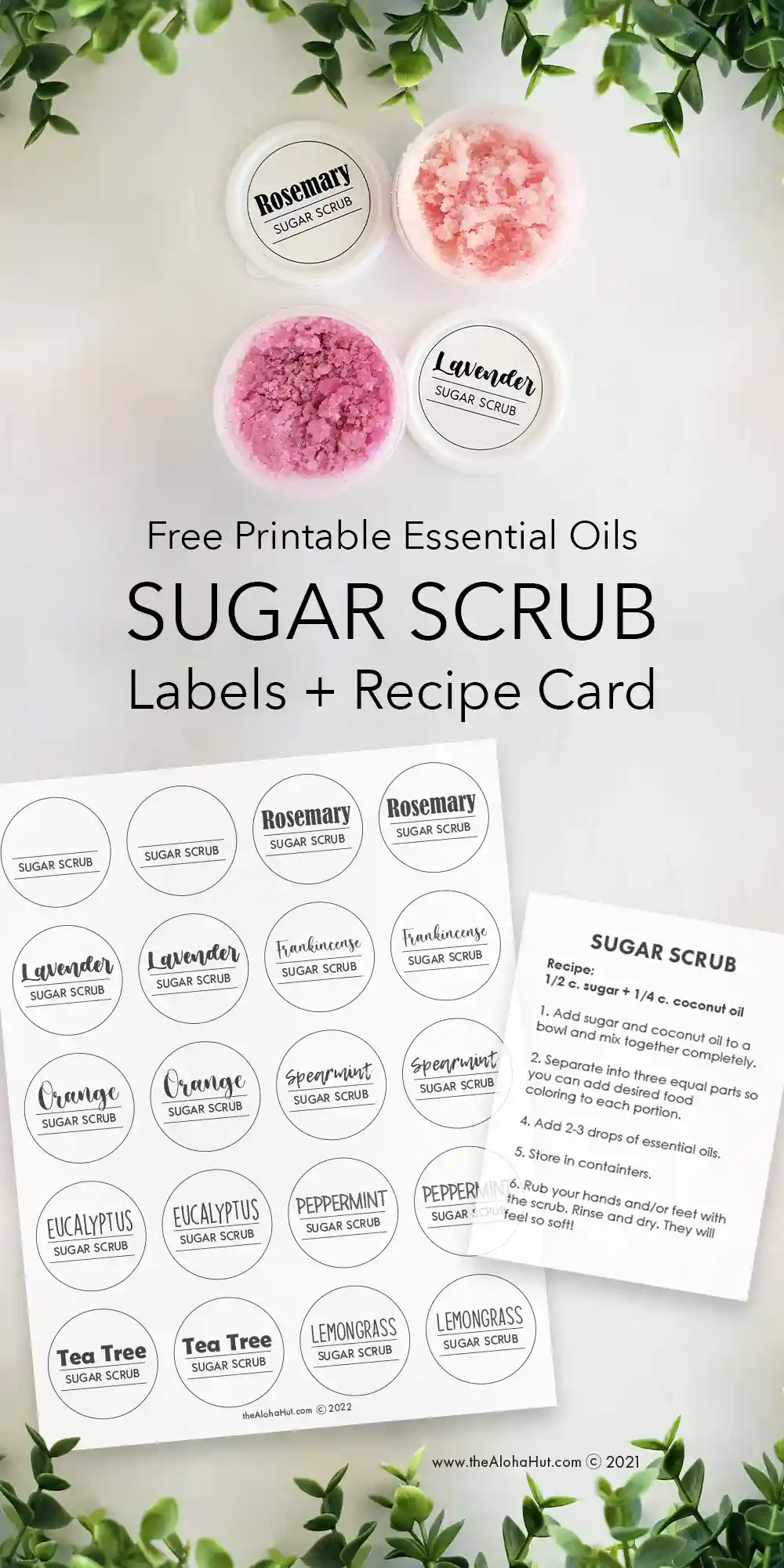Diy Essential Oils Sugar Scrub Recipe Labels