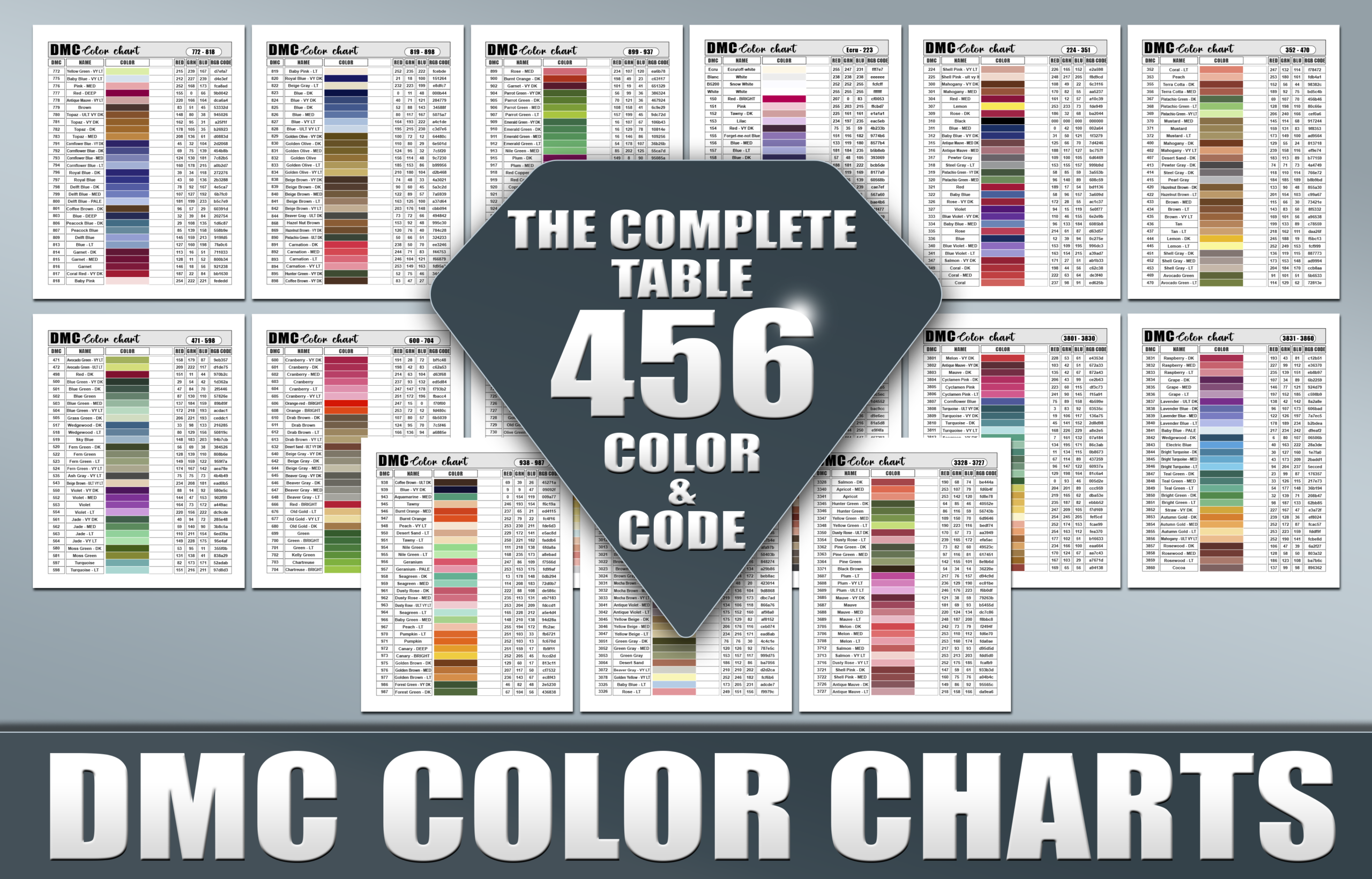 Dmc Color Charts And 456 Rgb Codes Dmc Color Charts And 456 Rgb Codes